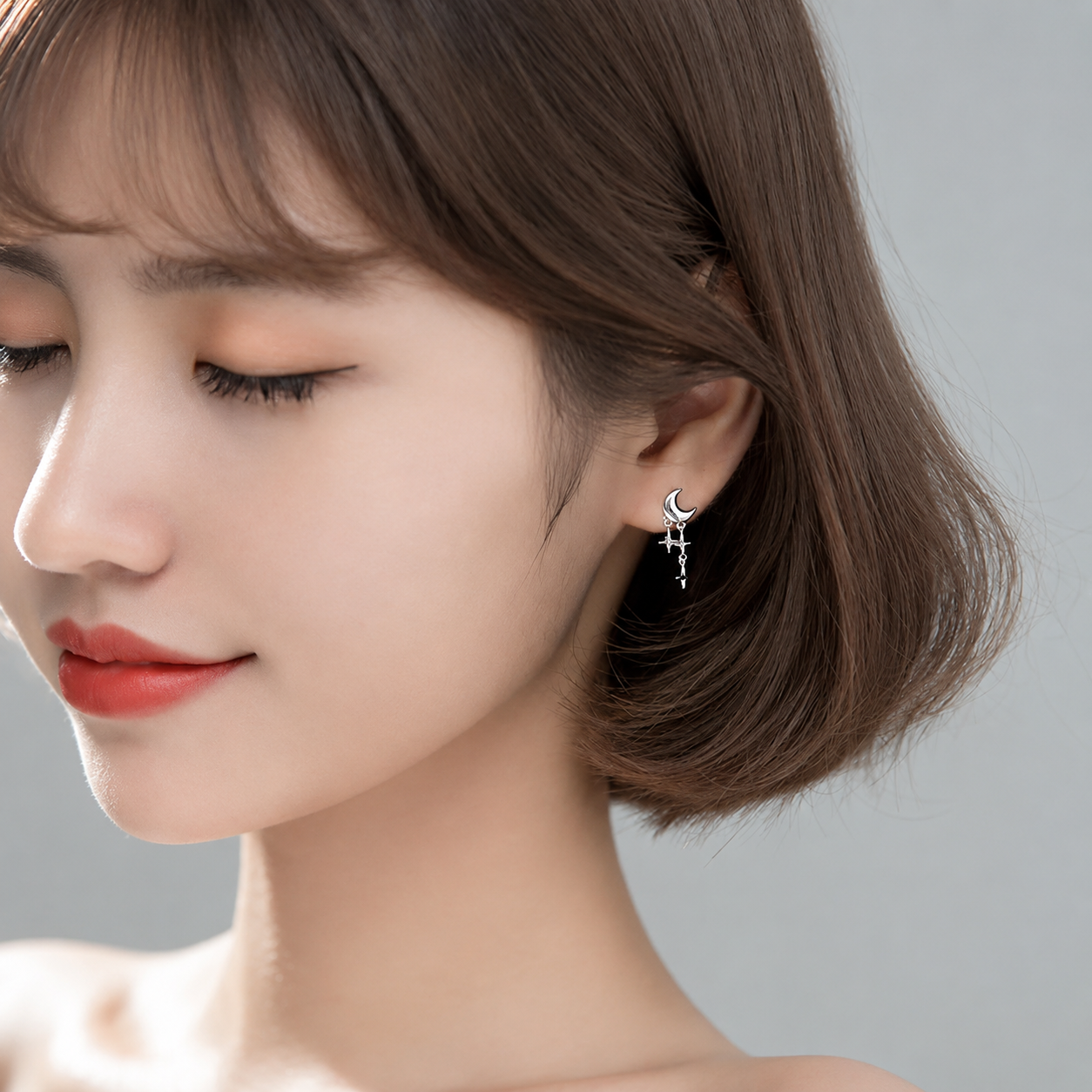 moon and star drop earrings
