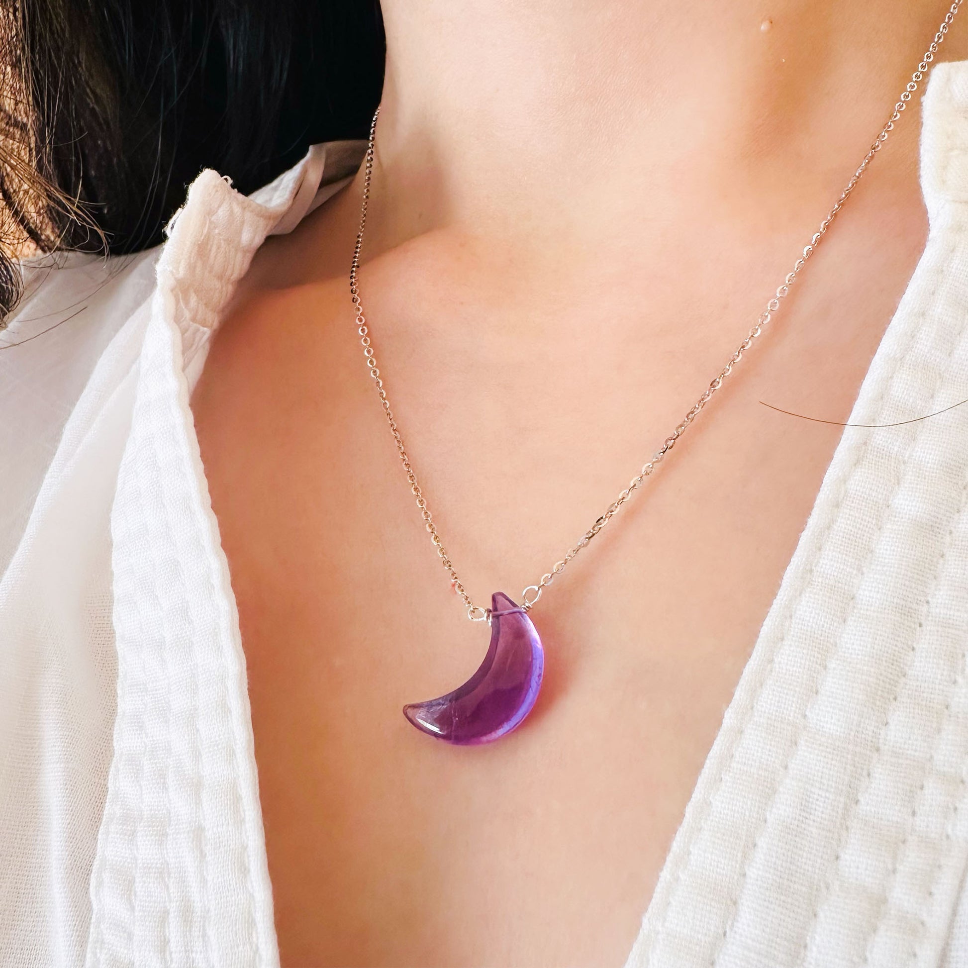 amethyst moon pendant necklace