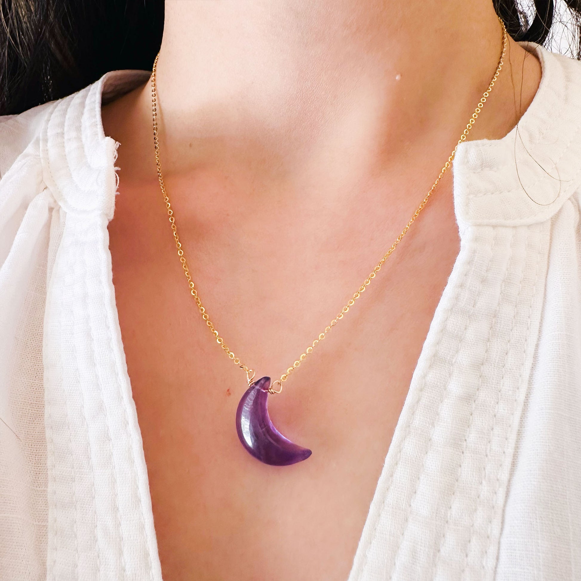 amethyst moon pendant necklace