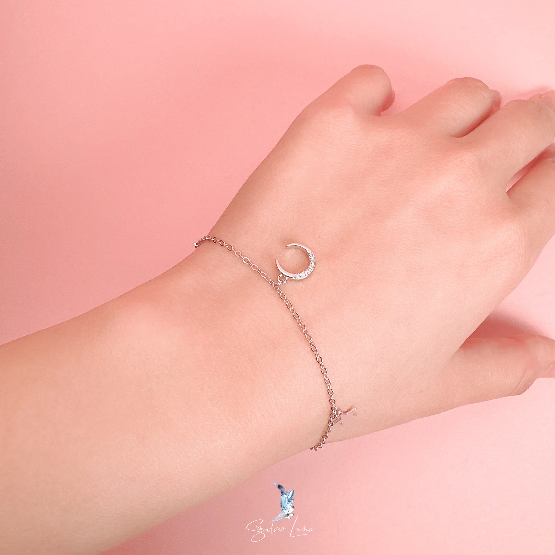 moon and star sterling silver bracelet