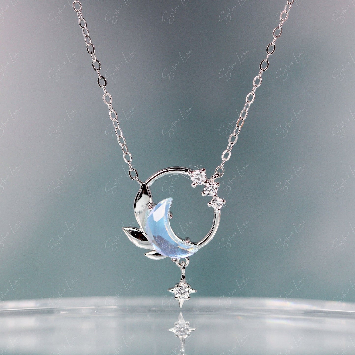 Crystal Moon Pendant Necklace