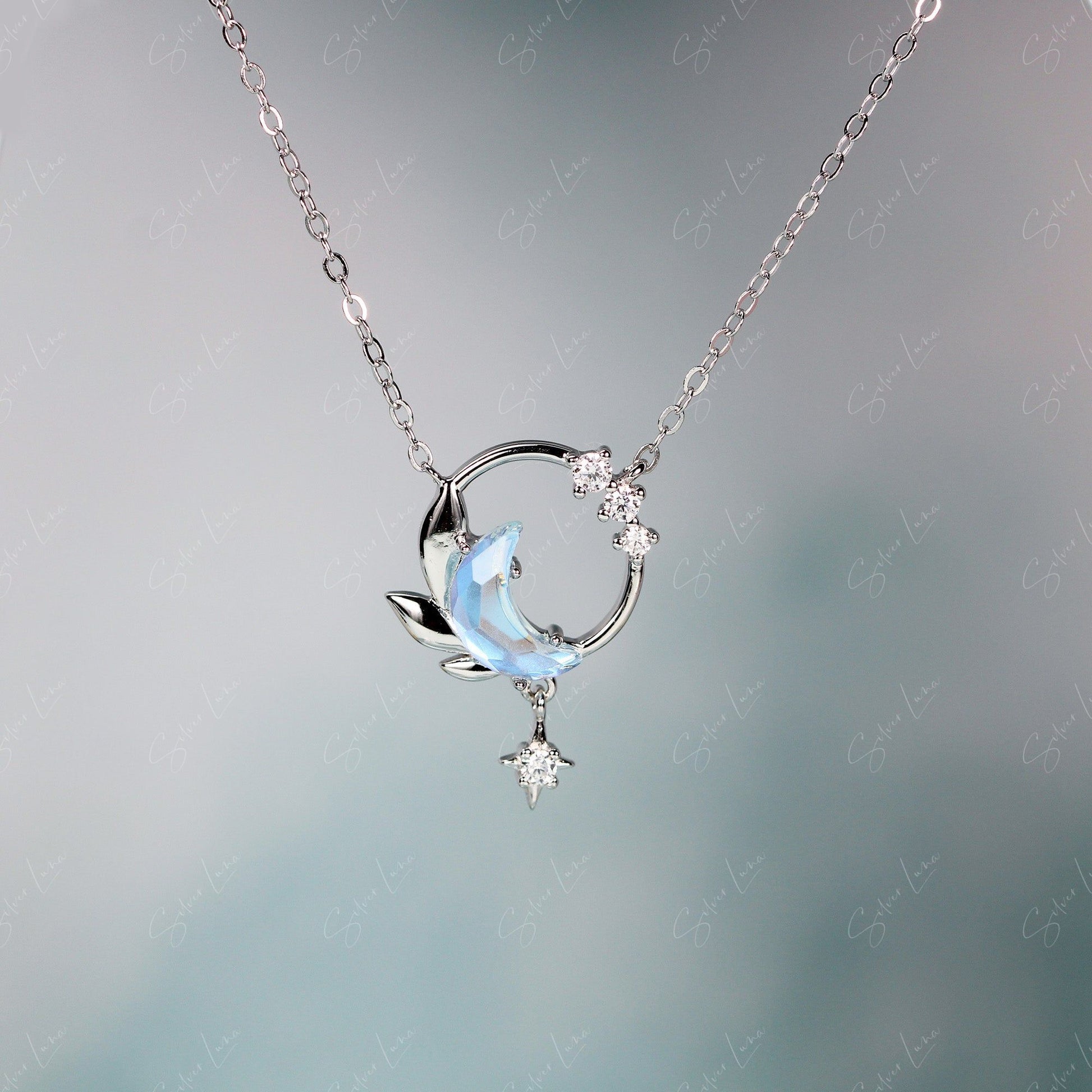 Crystal Moon Pendant Necklace