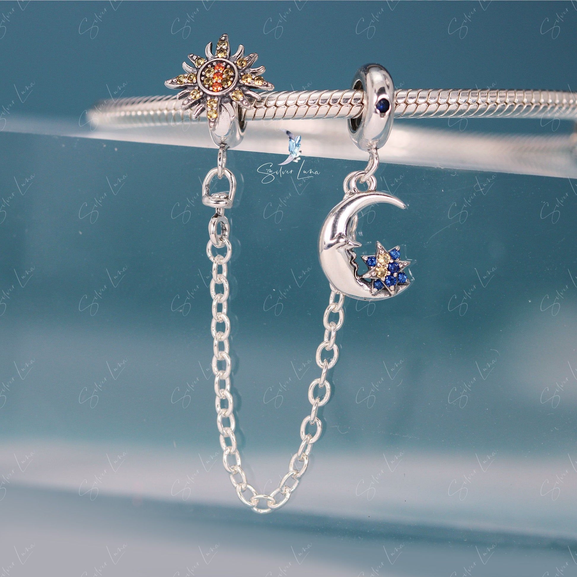 sun and moon safety chain for bracelet
