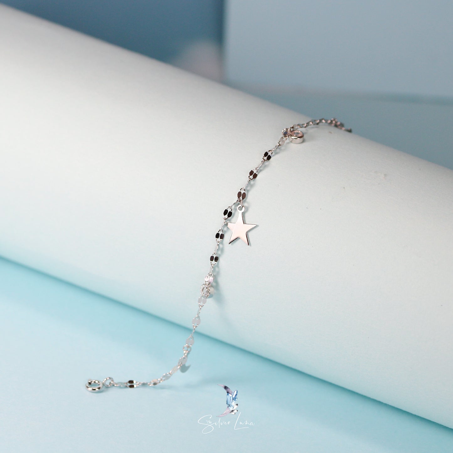 dazzling star charms silver anklet