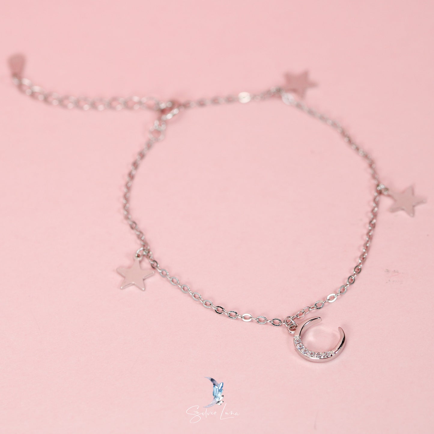 moon and star sterling silver bracelet