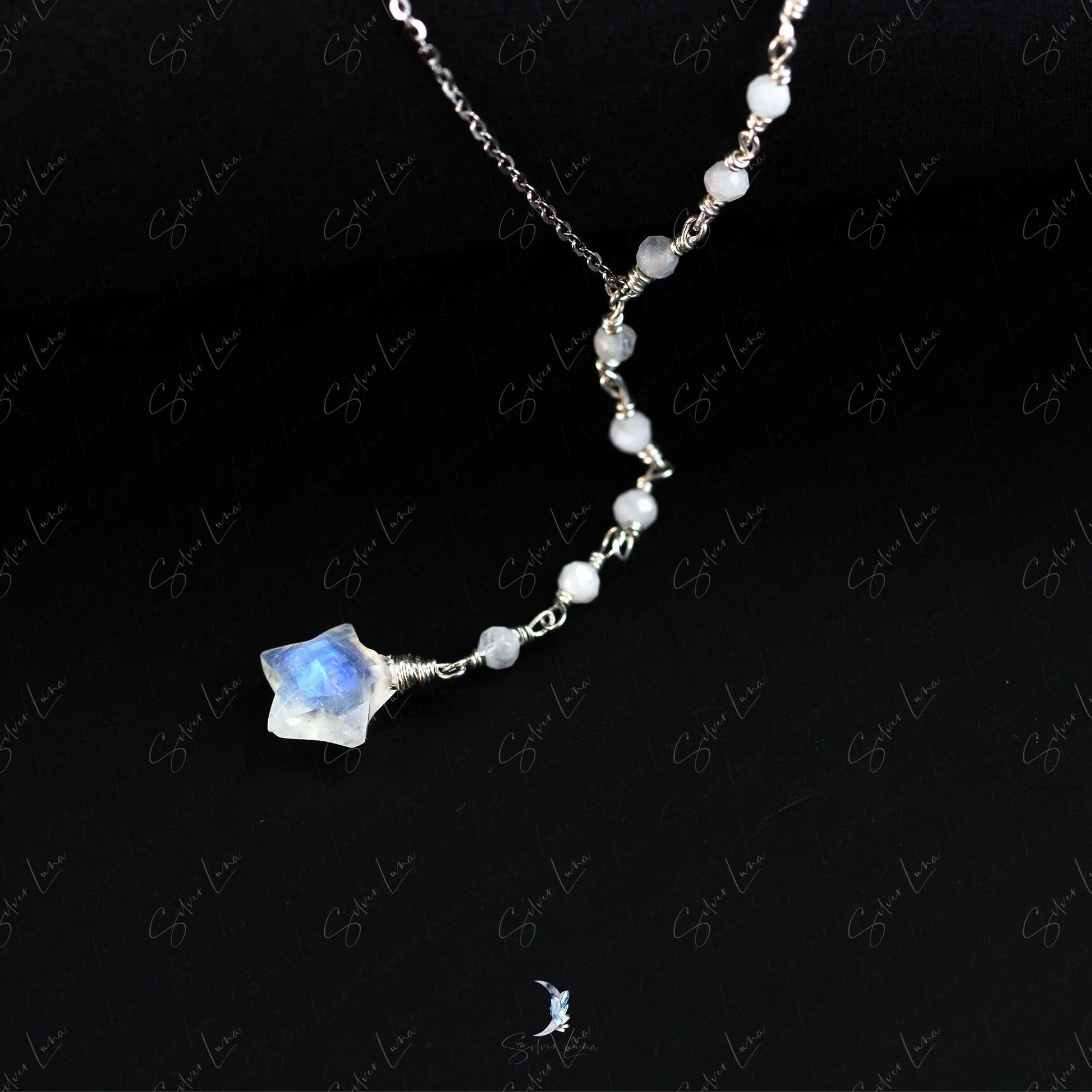 rainbow star moonstone pendant necklace