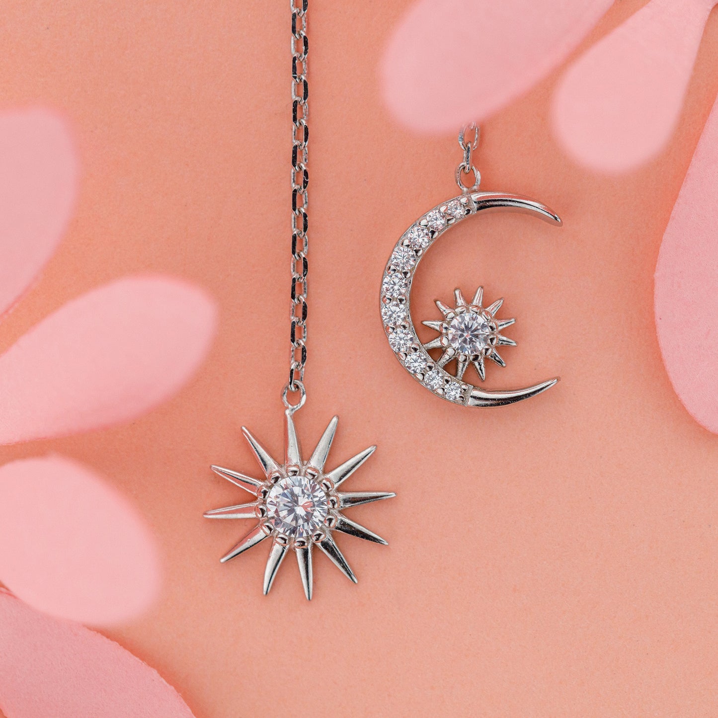 sun and moon threader earrings