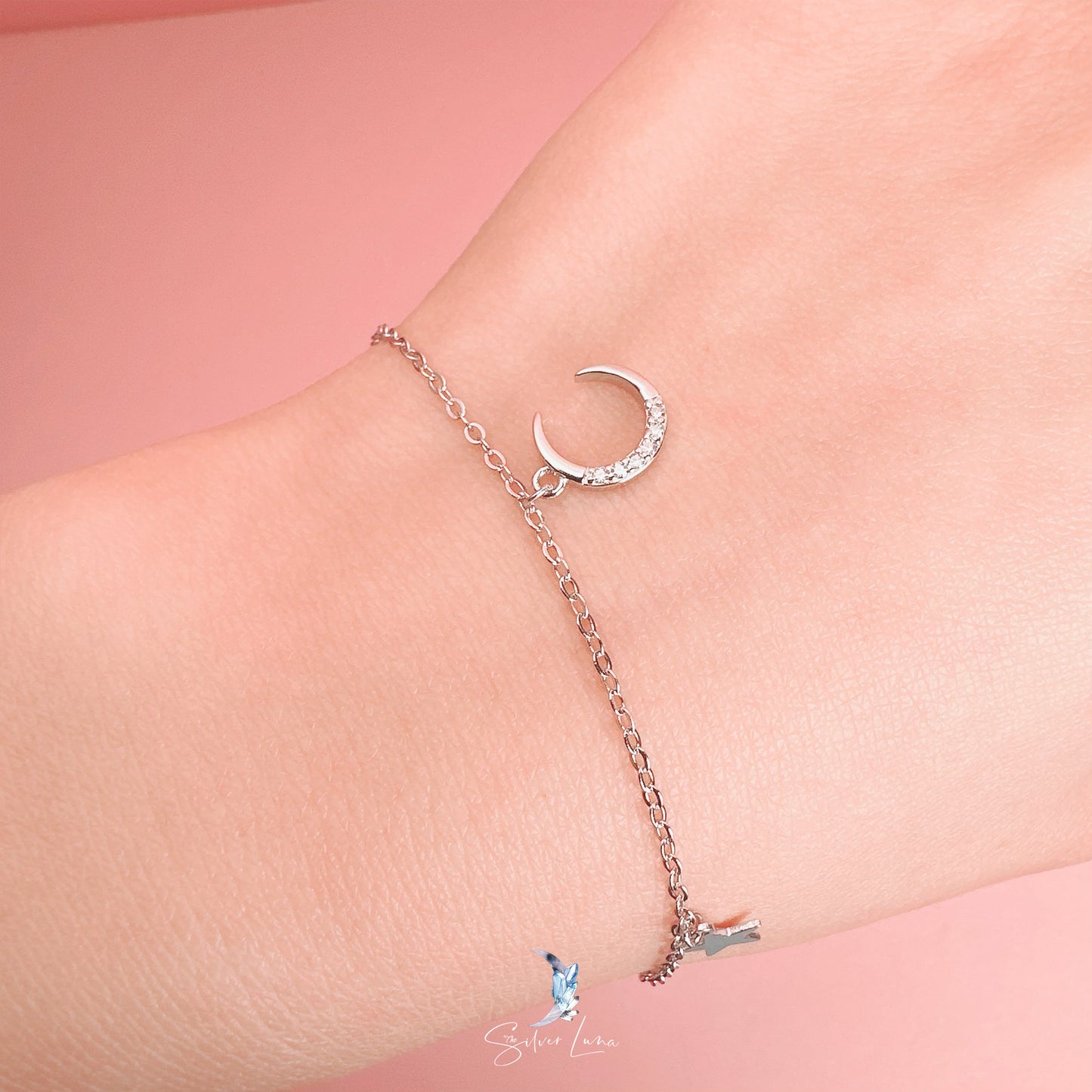 moon and star sterling silver bracelet