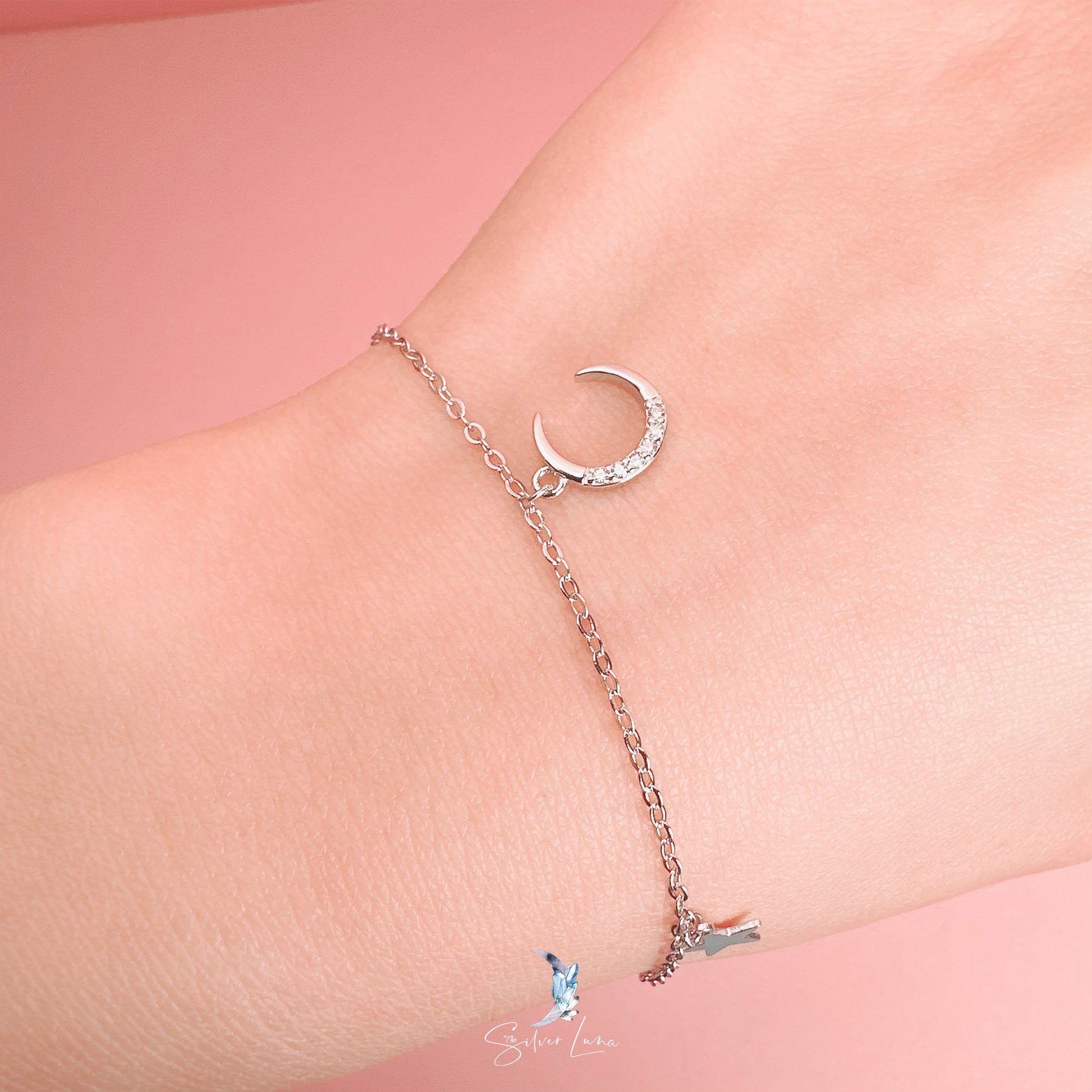 moon and star sterling silver bracelet