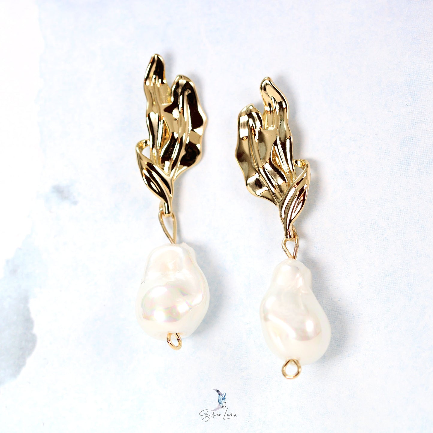 gold plated pearl earrings