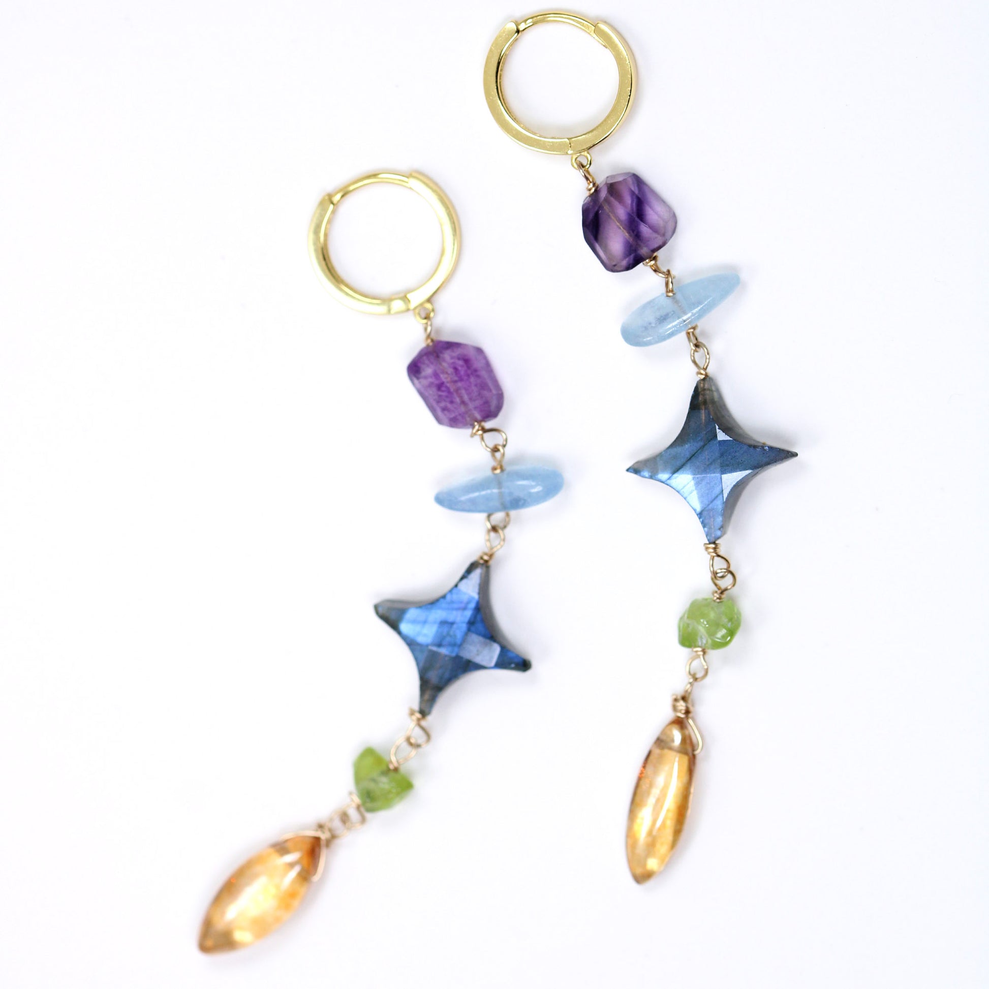 multi gemstone star labradorite handmade earrings