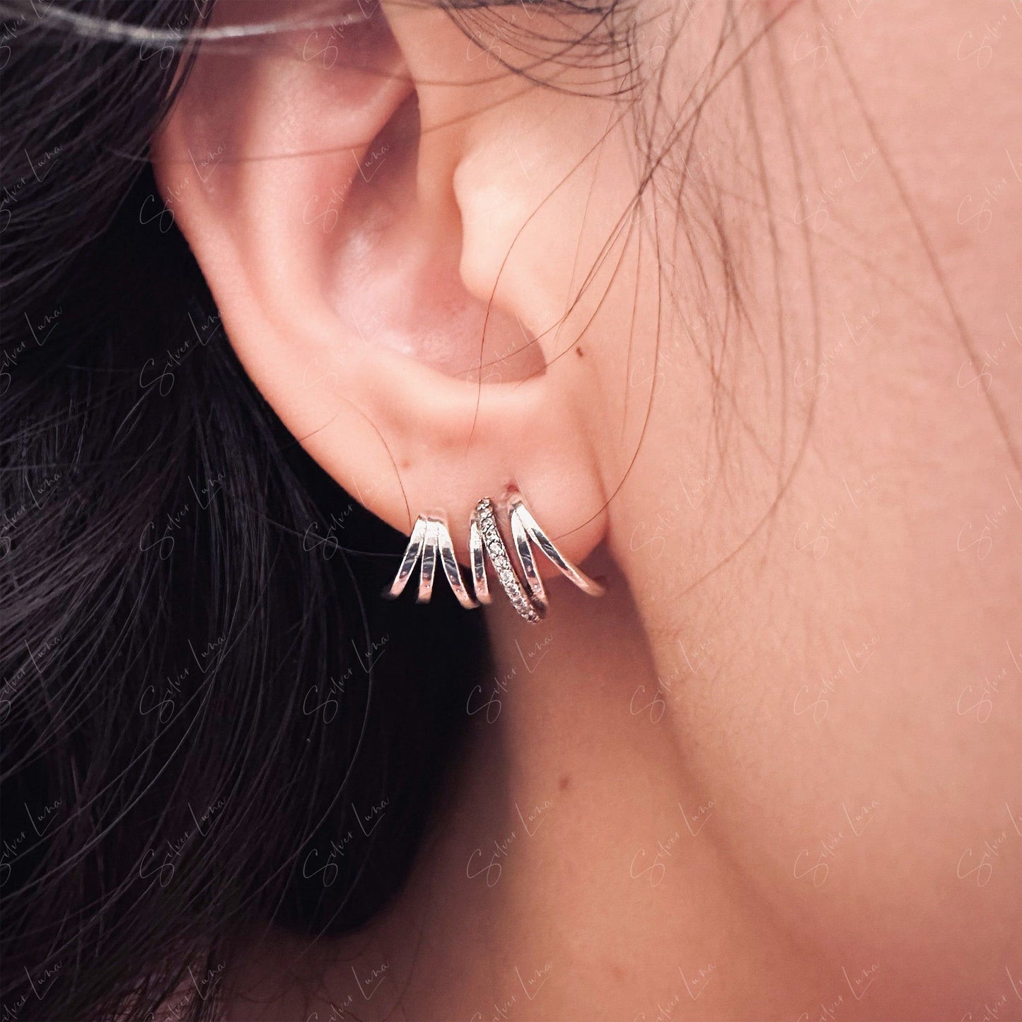 abstract line hoop earrings