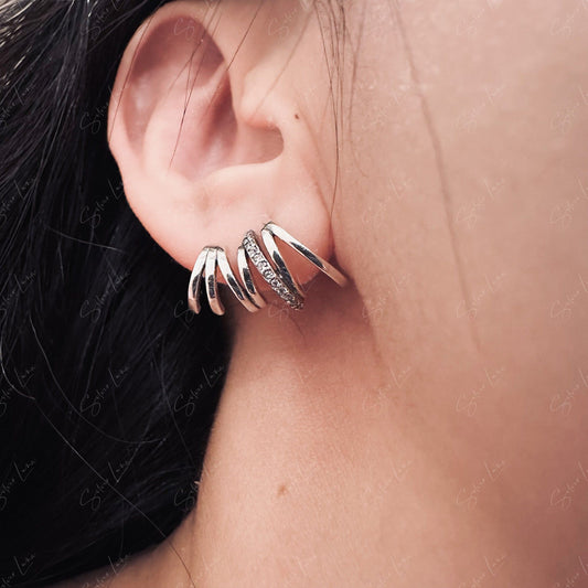 abstract line stud earrings