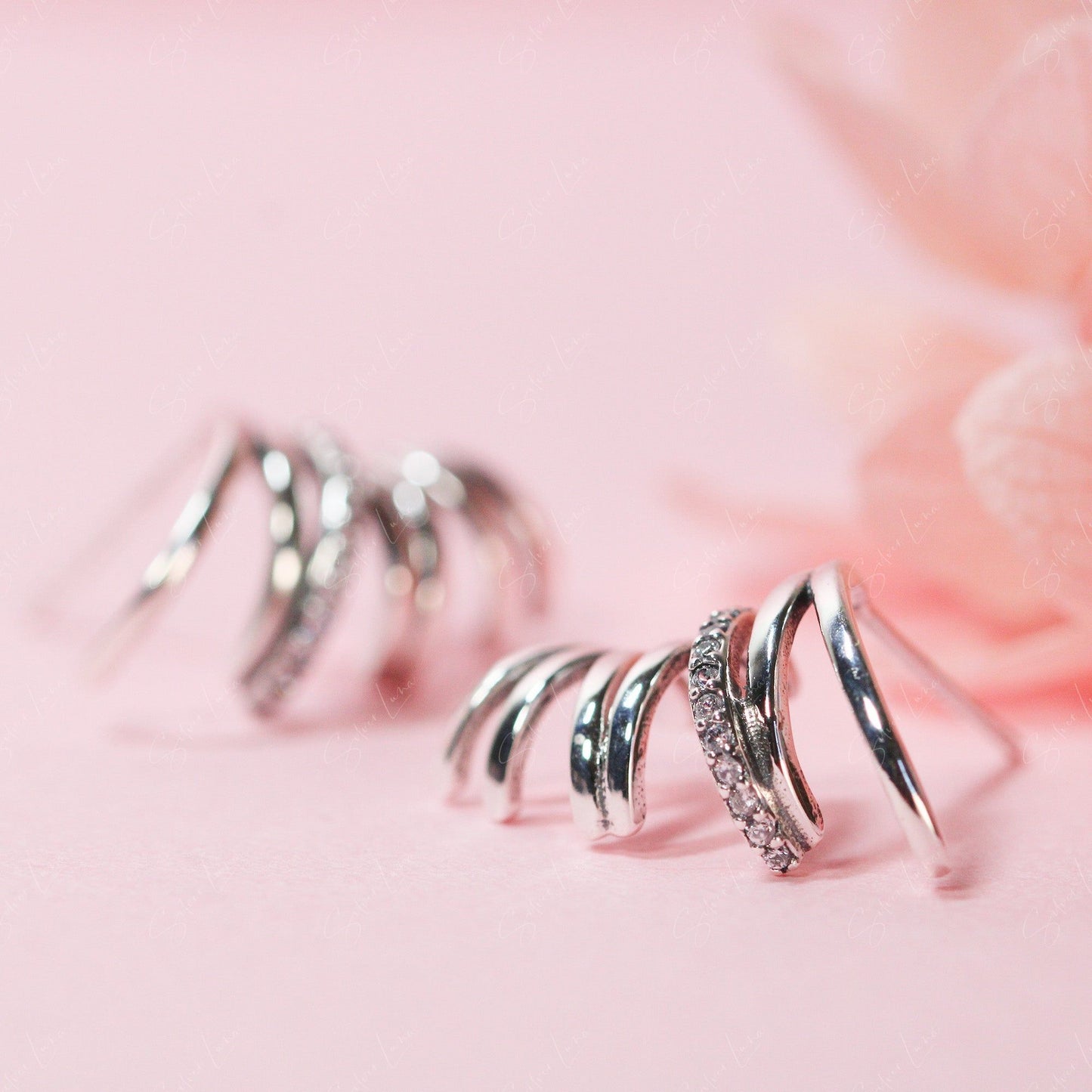 abstract line hoop earrings