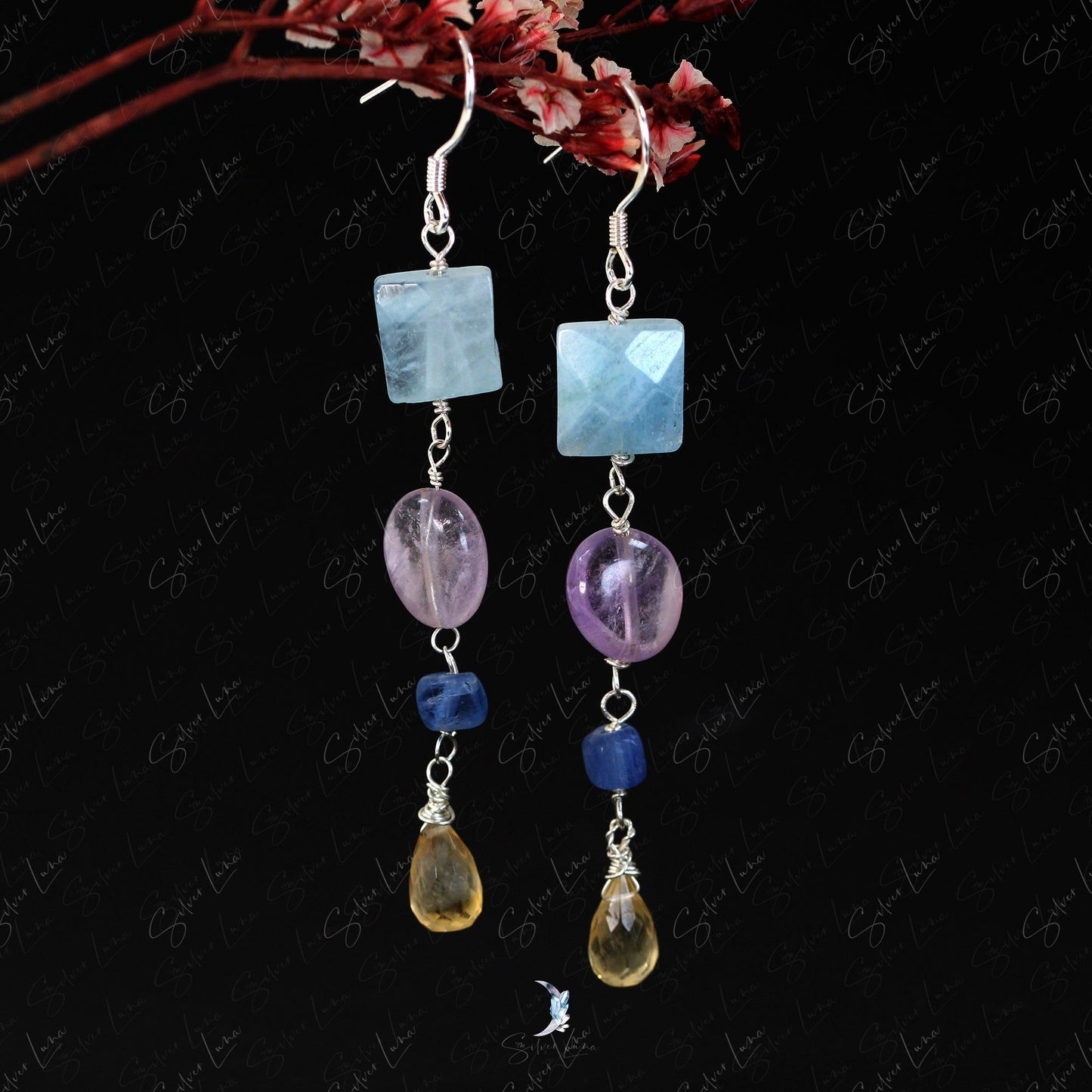 multi stone handmade earrings