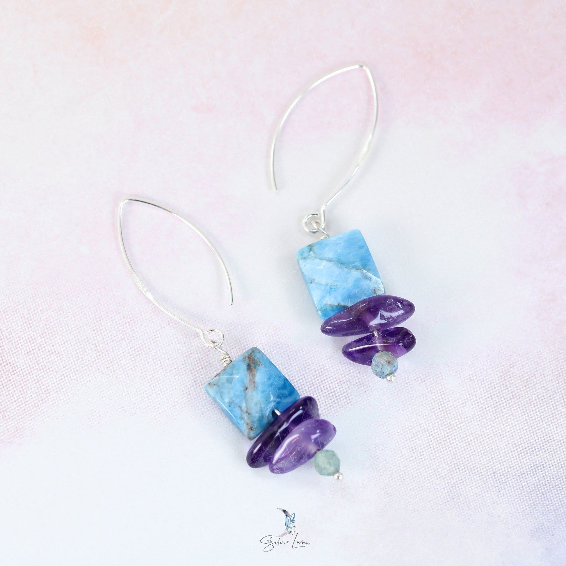 Amethyst fish hook earrings