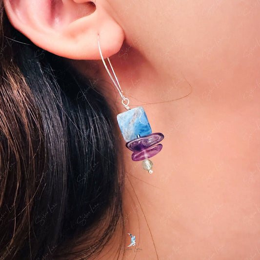 Multi gemstone beaded earrings