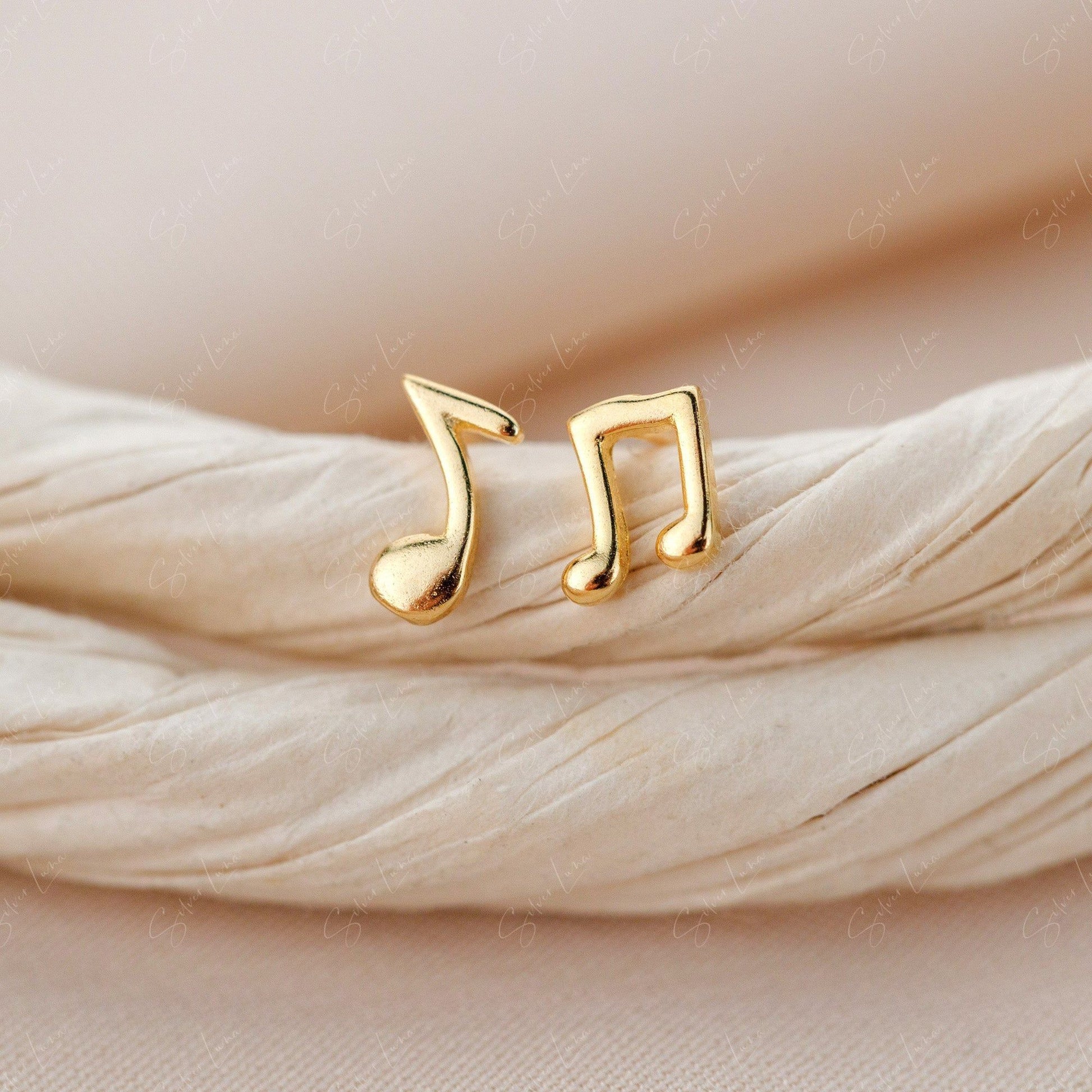 tiny music note stud earrings