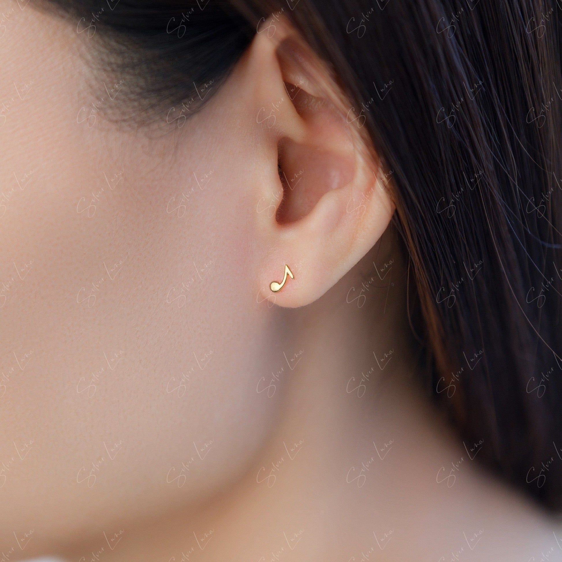 music note stud earrings