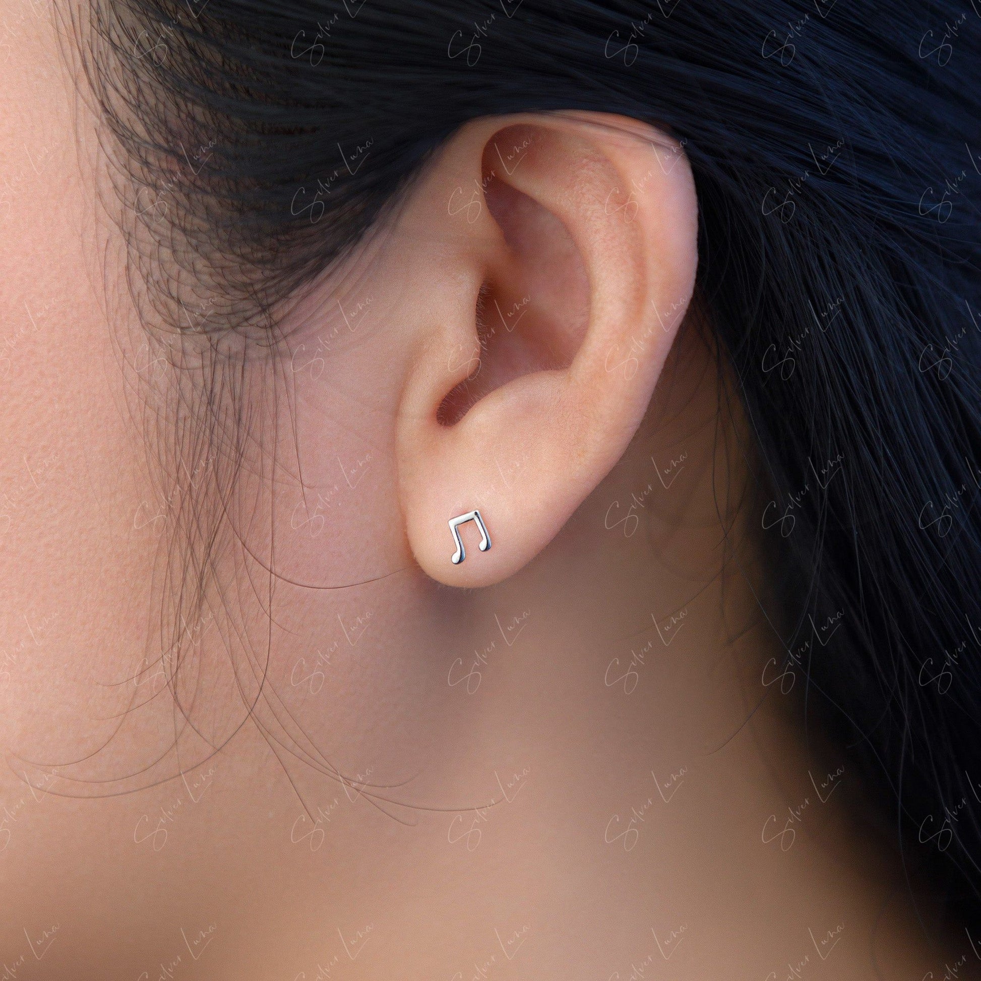 music note stud earrings