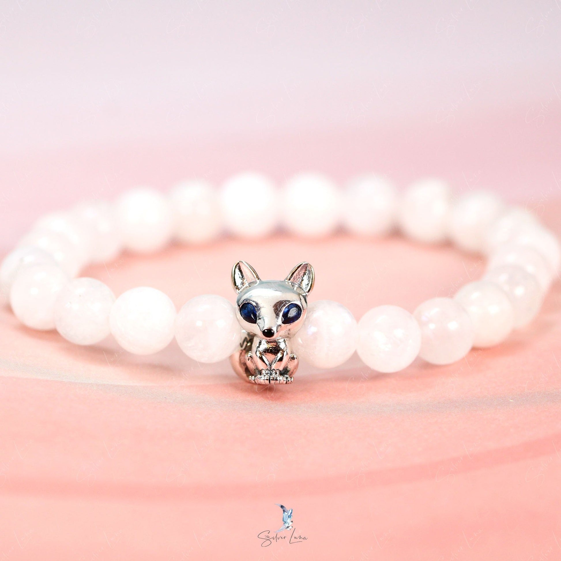 fox moonstone beaded bracelet