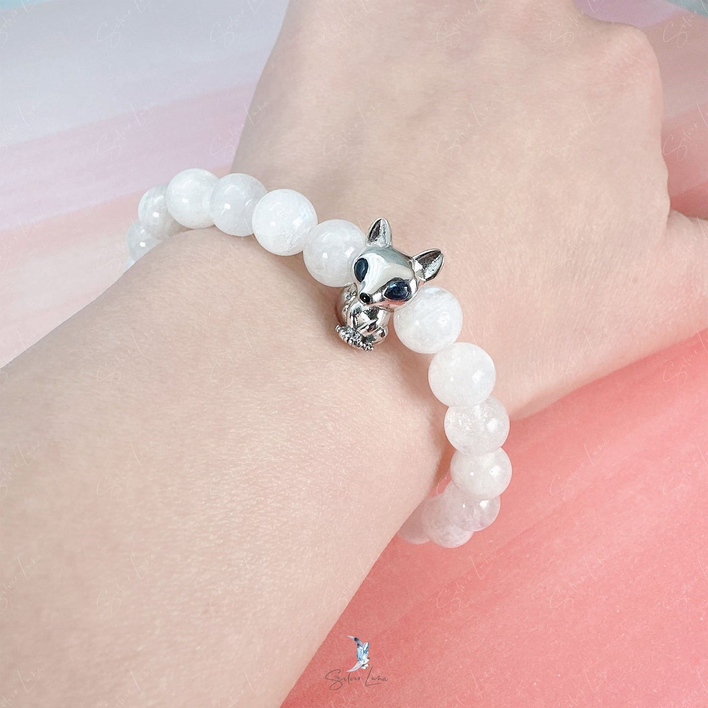 fox moonstone beaded bracelet