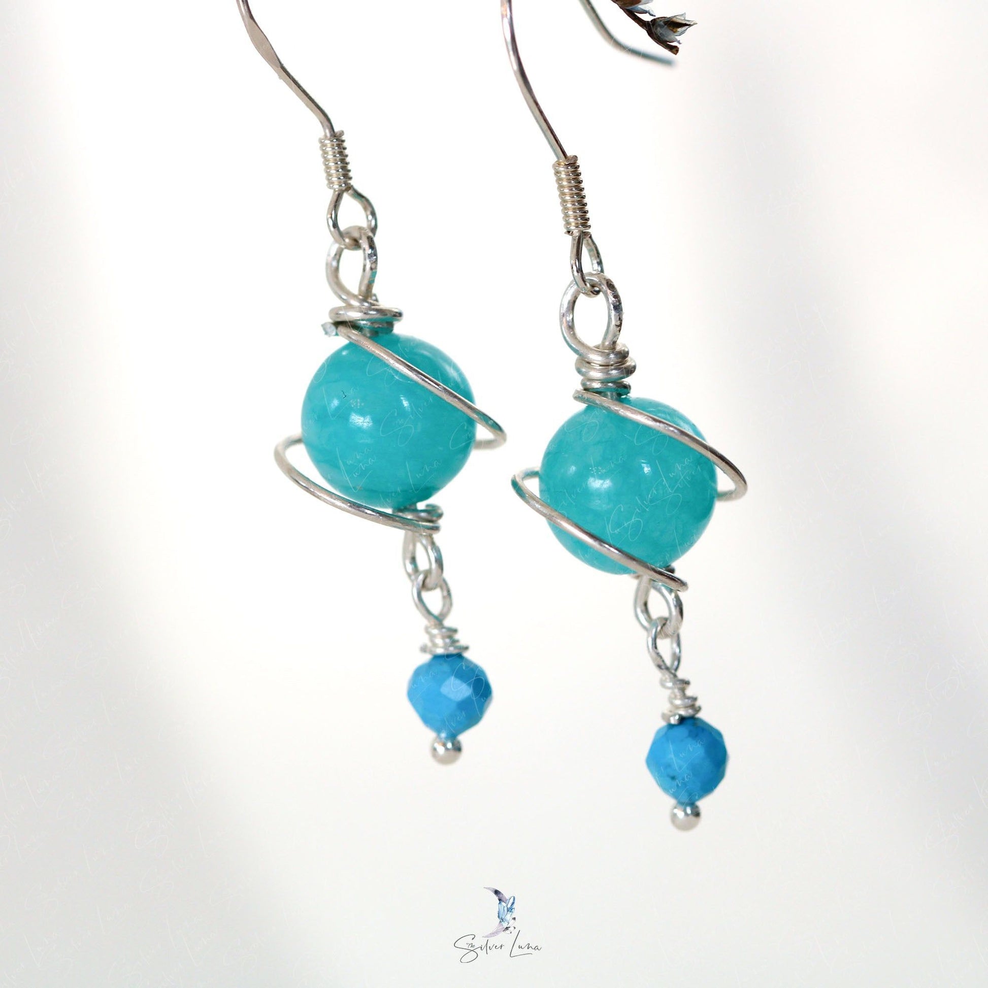 blue planet beaded earrings