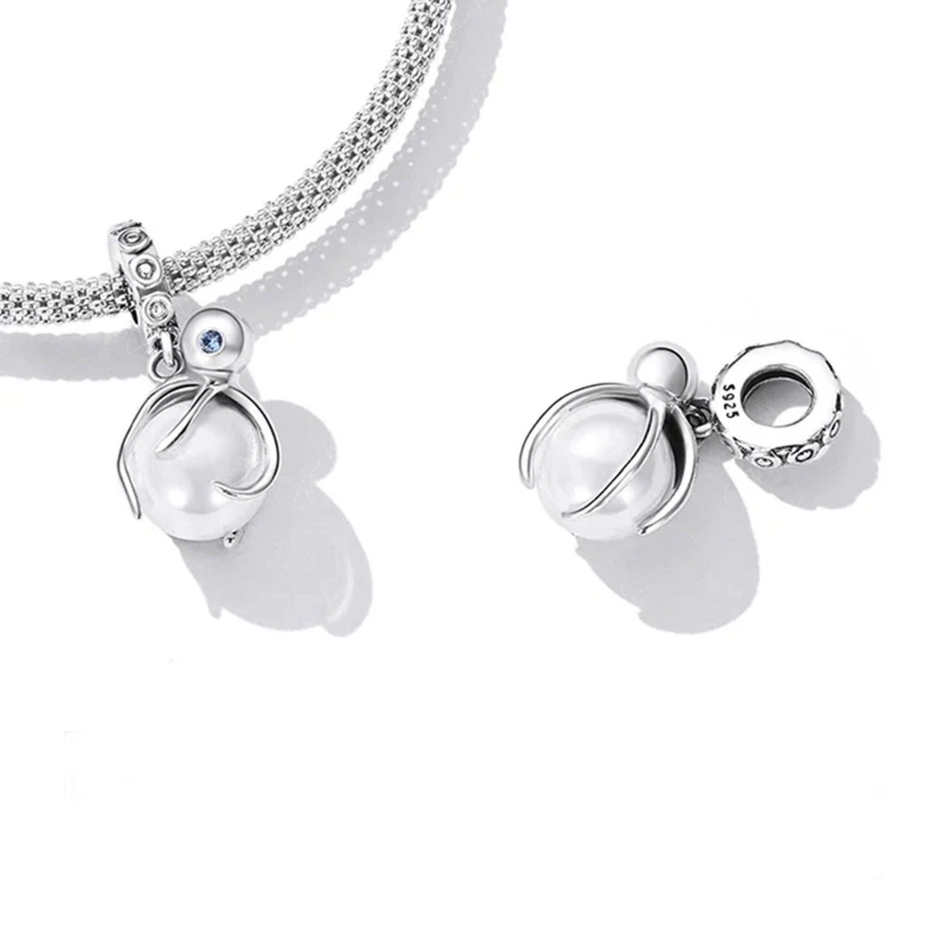 octopus pearl pendant charm bracelet