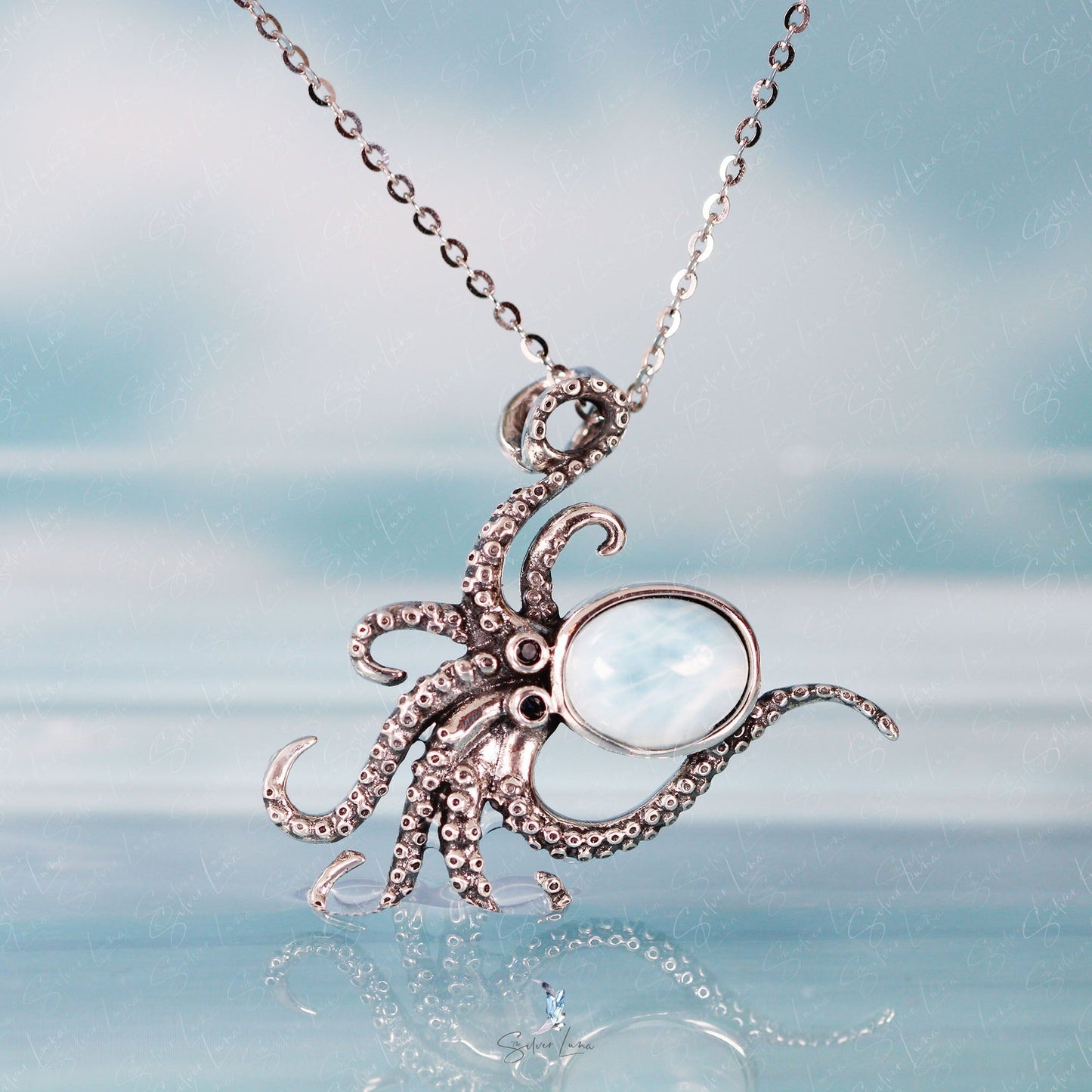 Octopus Larimar pendant necklace
