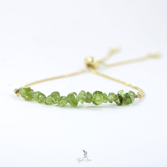 Green peridot gravel chip stone bracelet