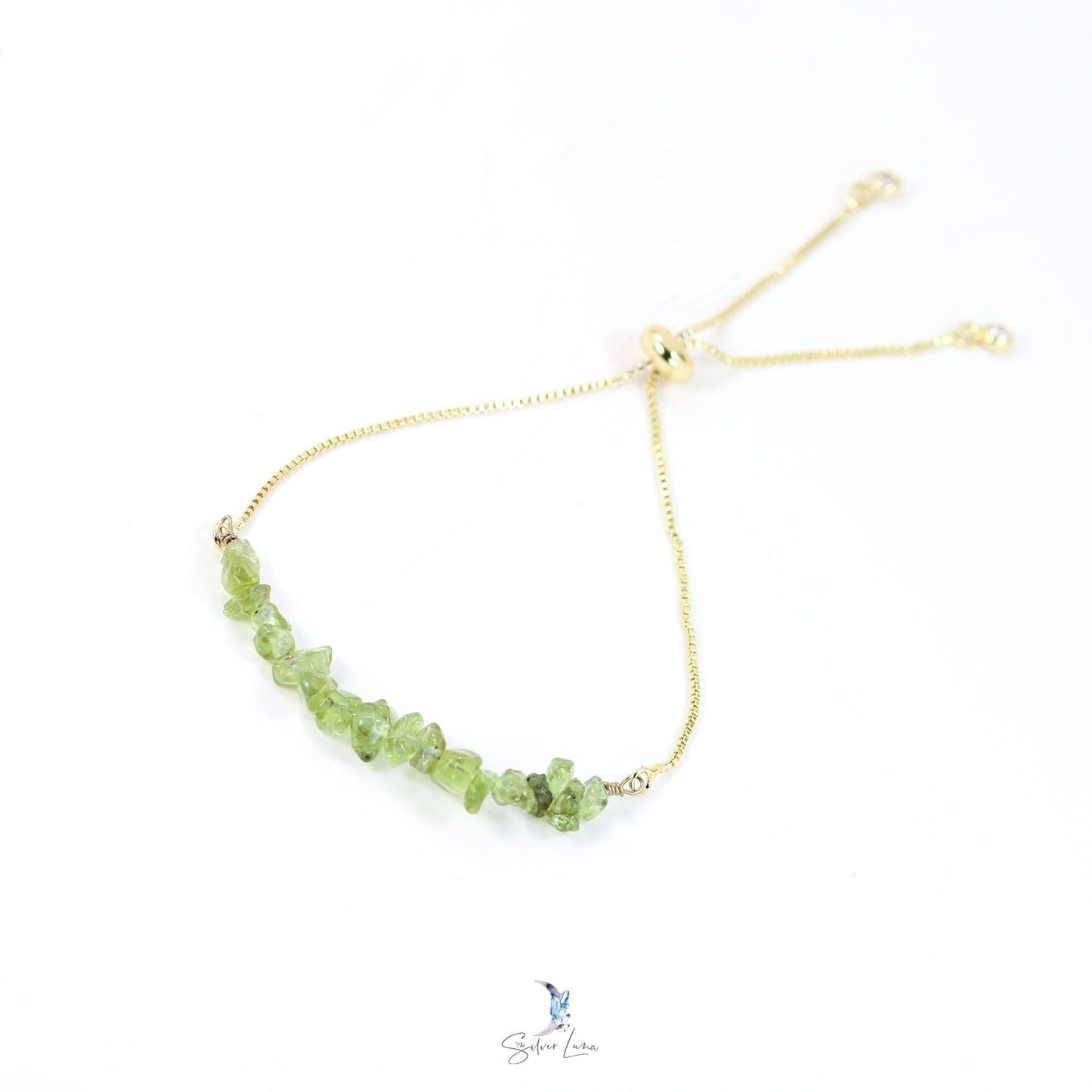 Green peridot gravel chip stone bracelet