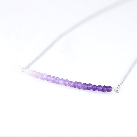 Amethyst natural stone gemstone row necklace