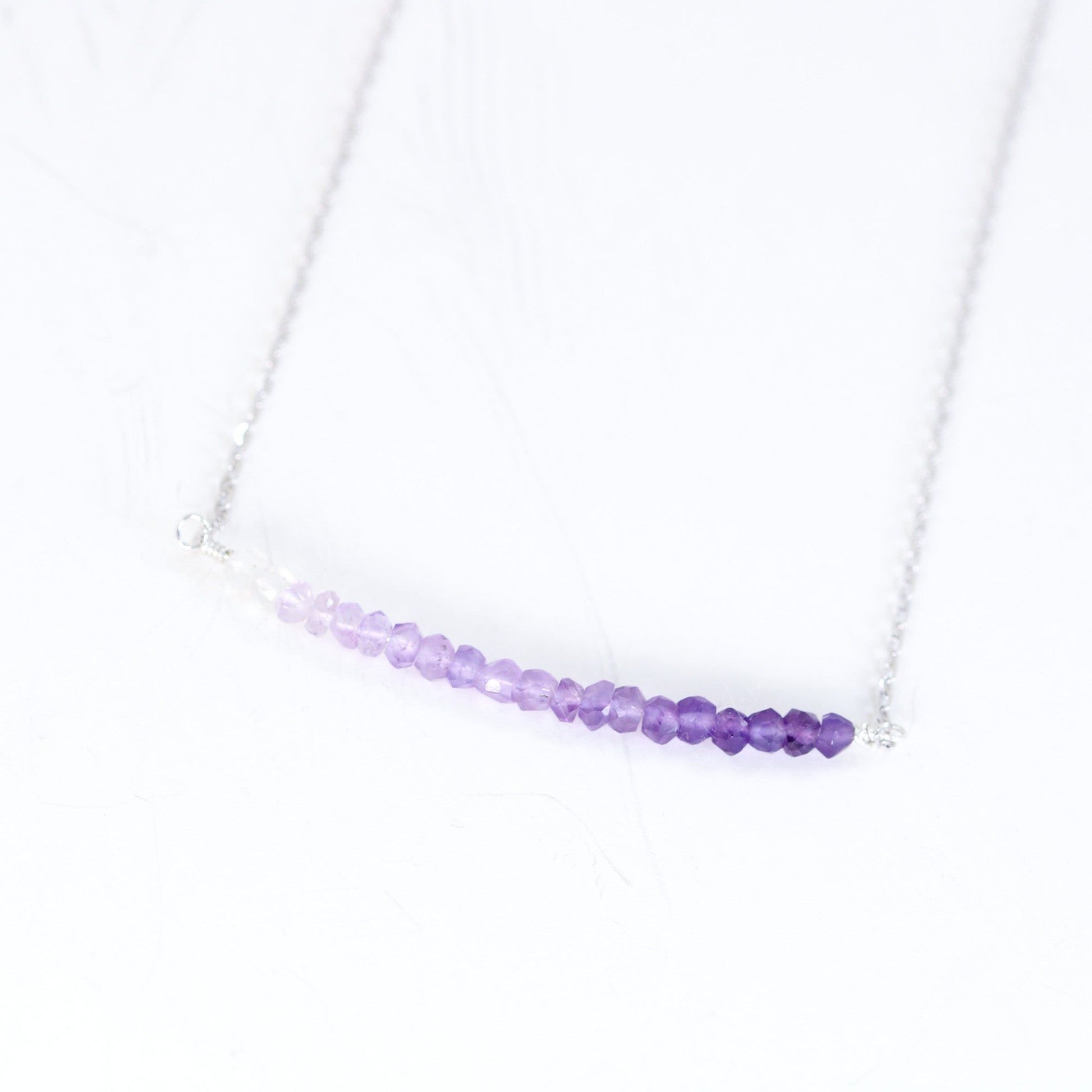 Amethyst gemstone row pendant necklace