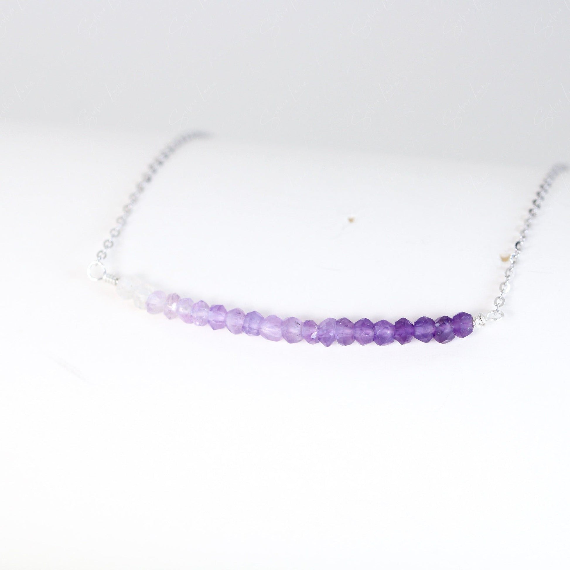 Amethyst gemstone row pendant necklace