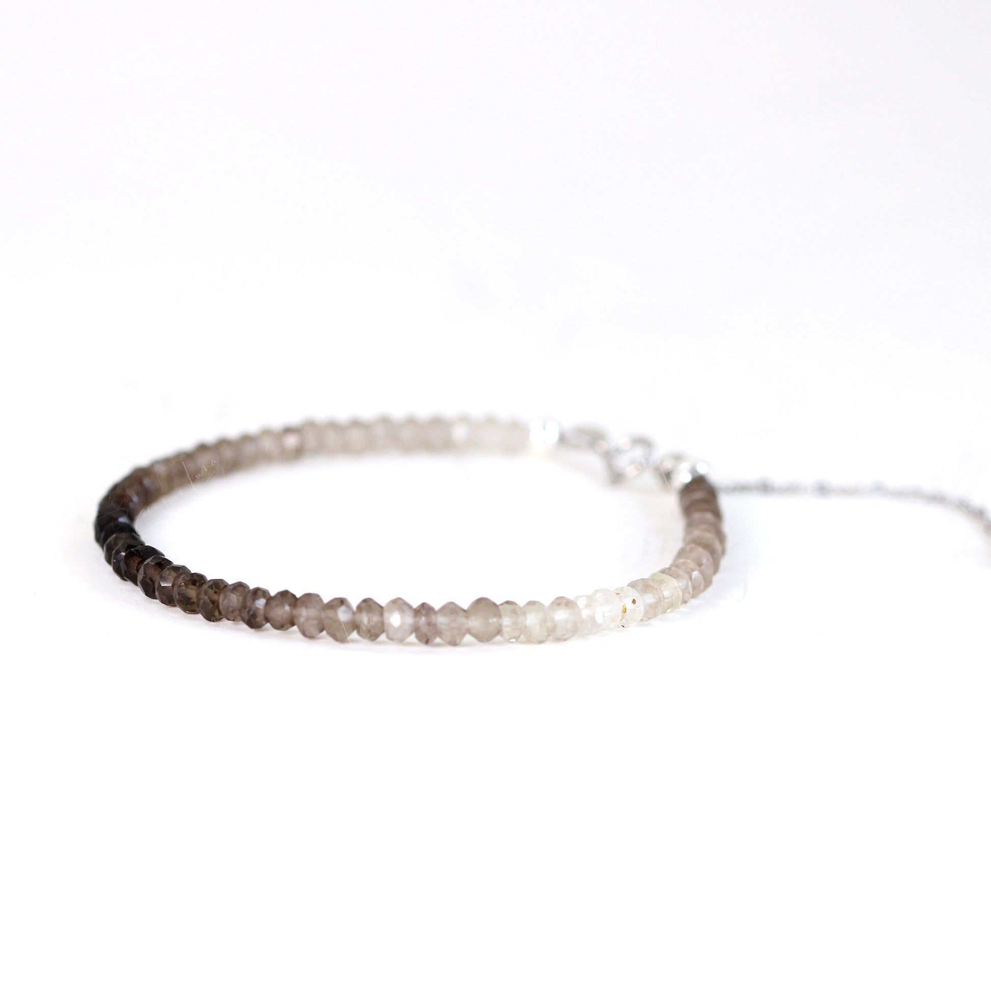 ombre smoky quartz beaded bracelet