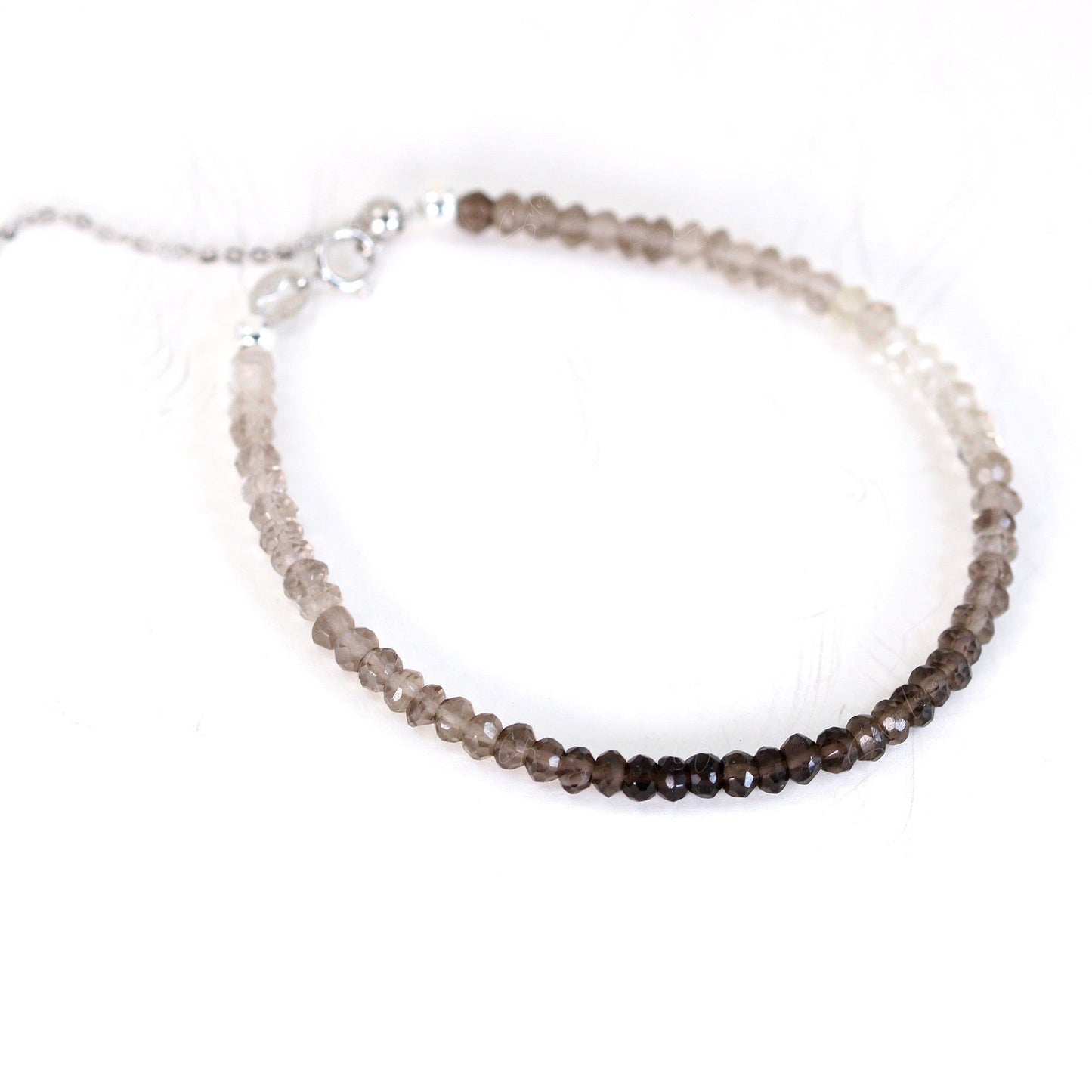 gradient smoky quartz sterling silver bracelet