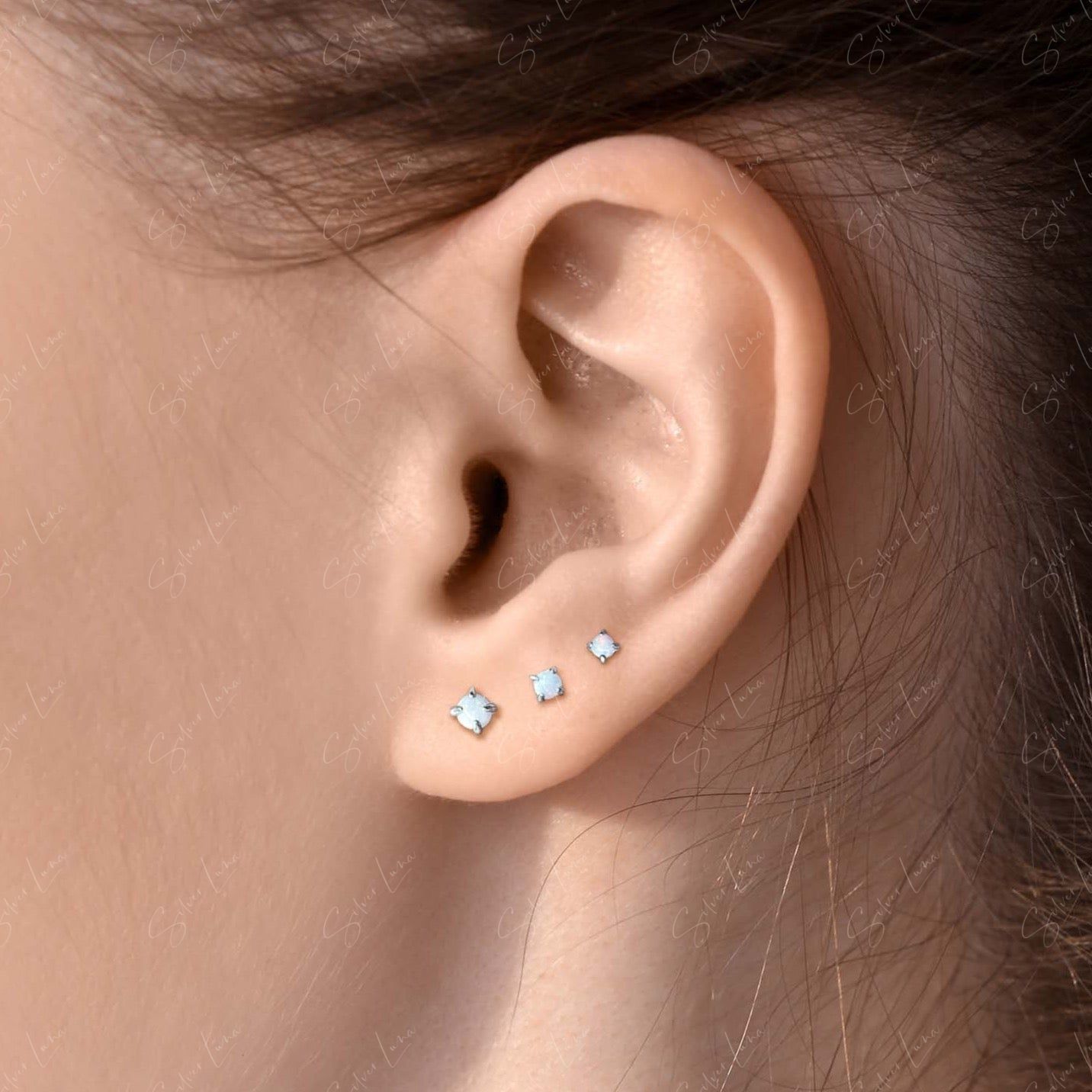 tiny opal stud earrings