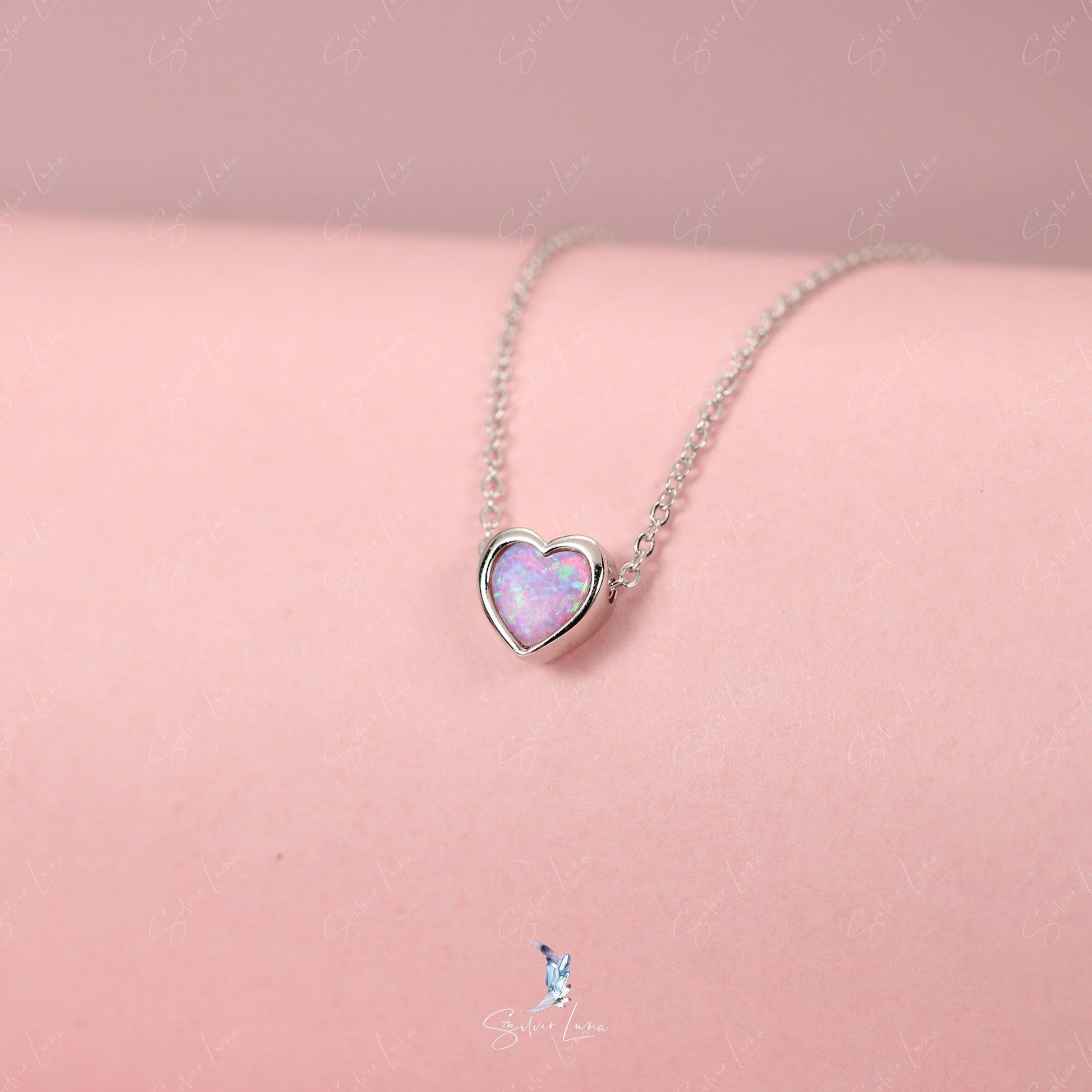 opal heart necklace