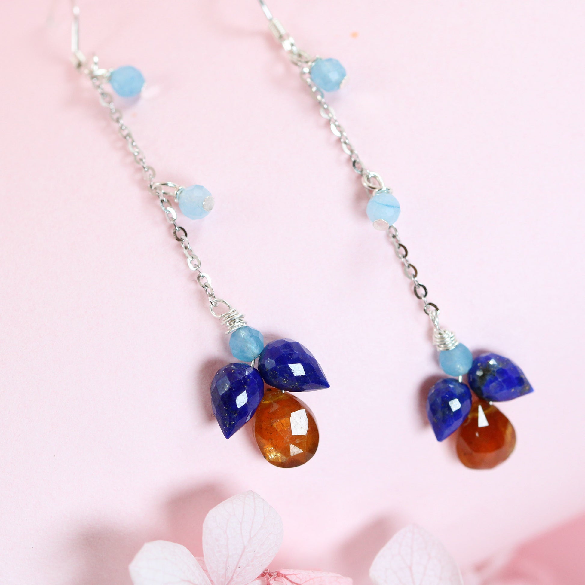 rare gemstone dangle drop earrings