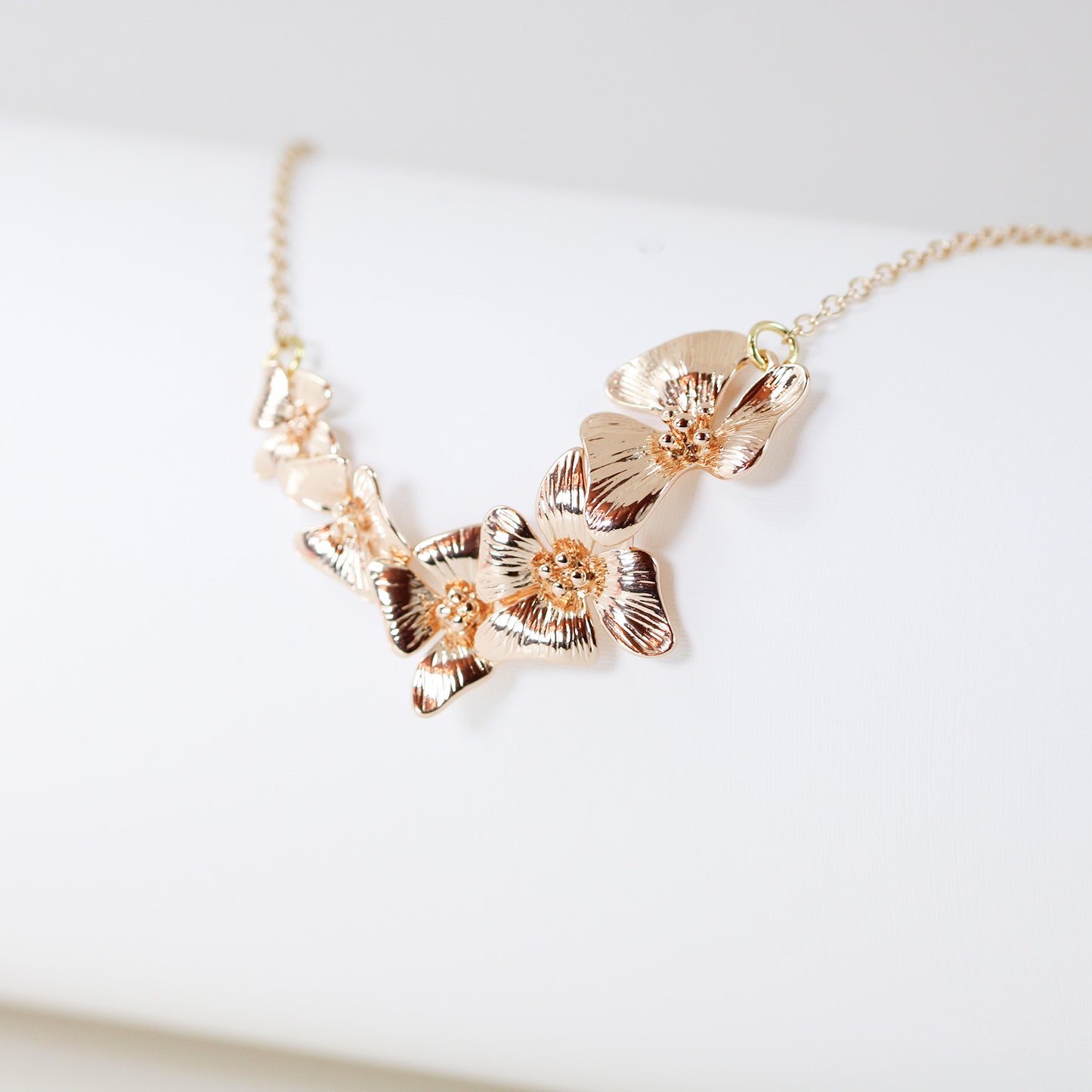 gold plated orchid flower necklace