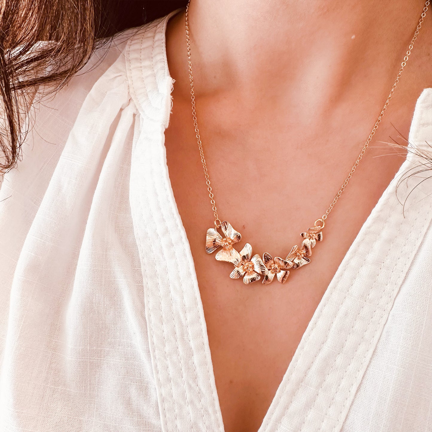 gold plated orchid flower necklace