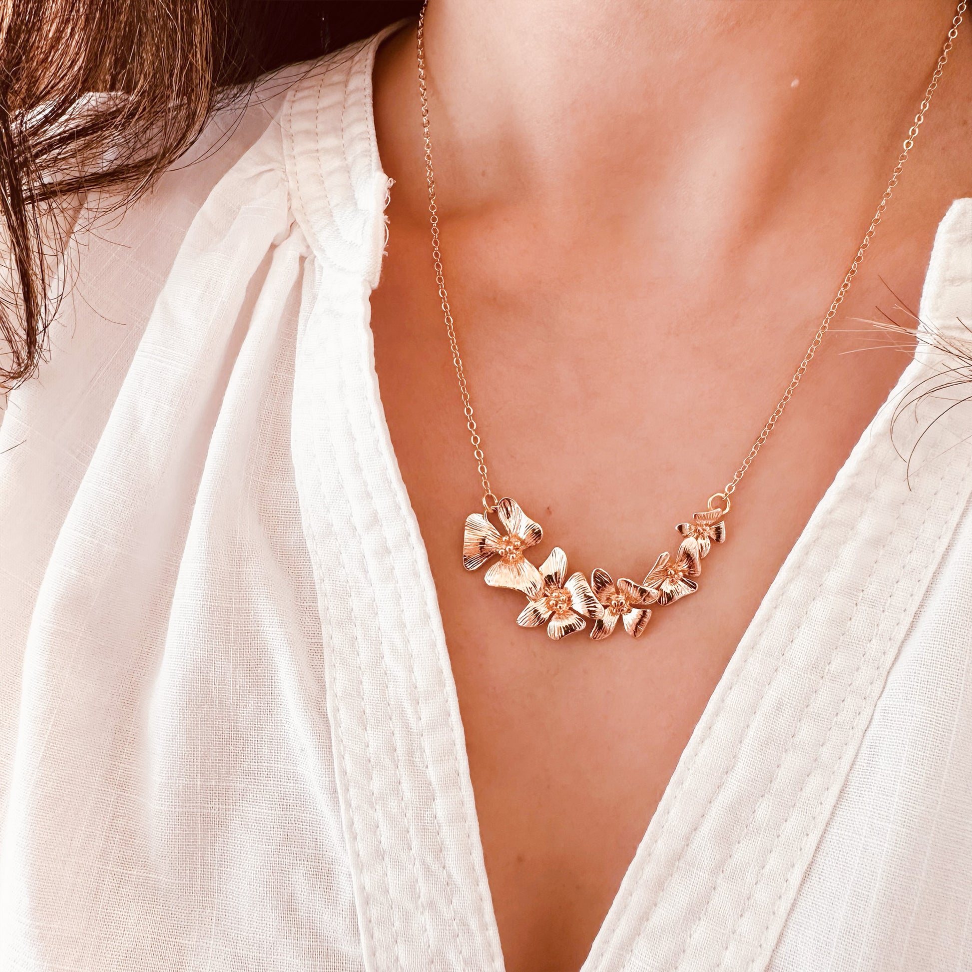 gold plated orchid flower necklace