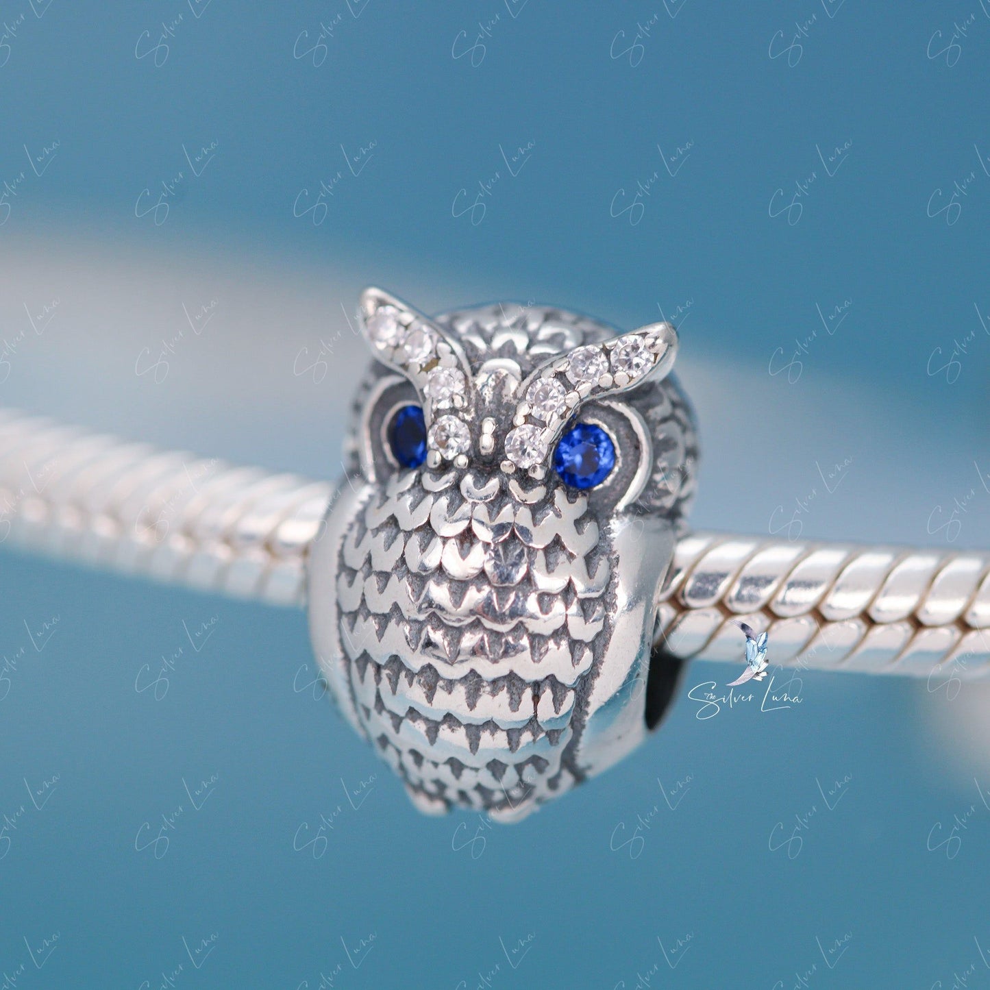 owl silver bead charm