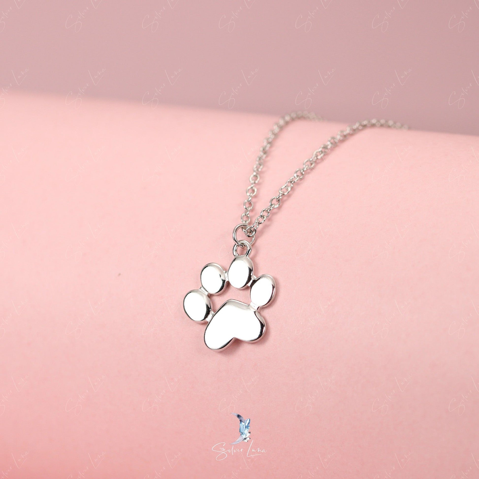 paw silver necklace