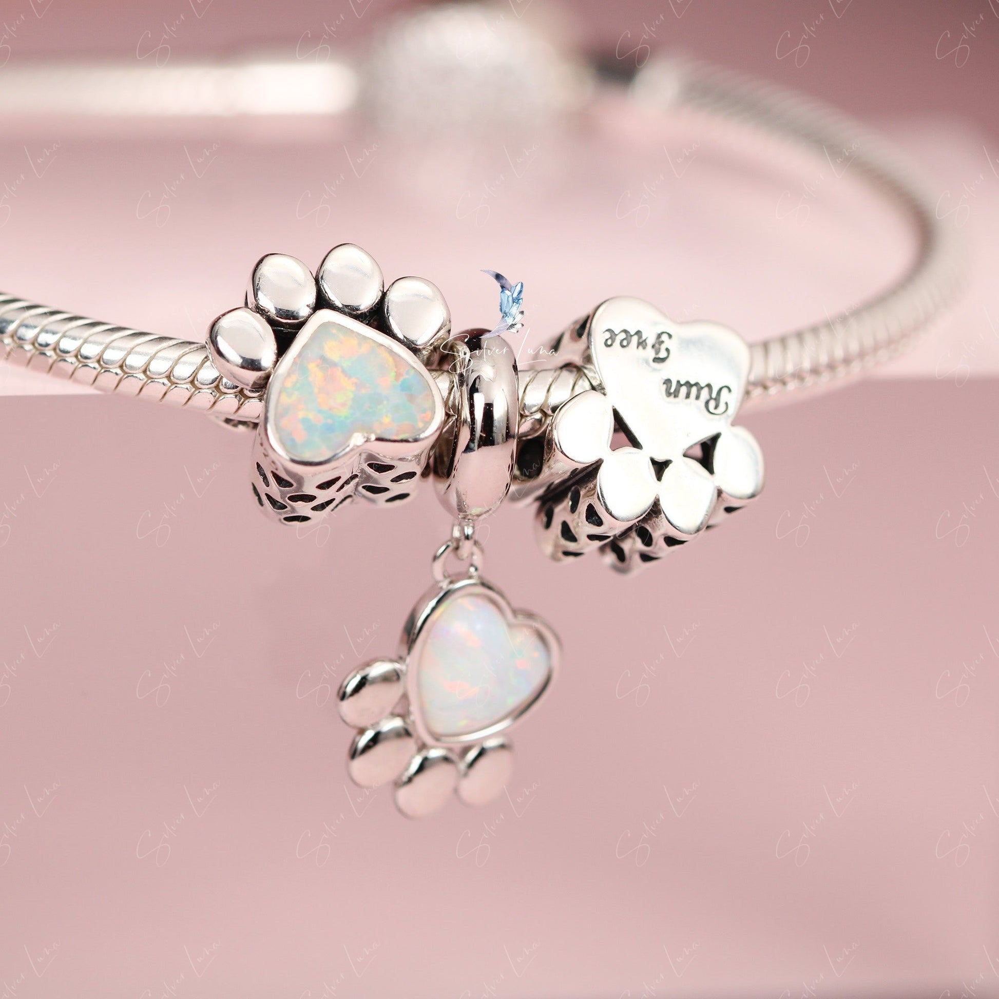 opal pet paw charm