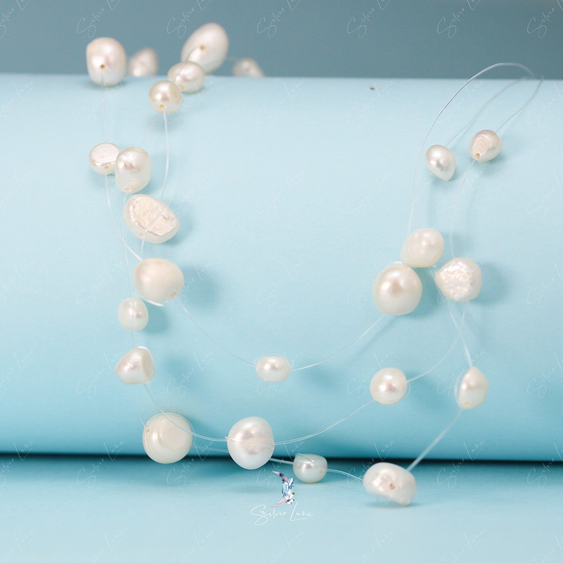 floating pearl bridal necklace