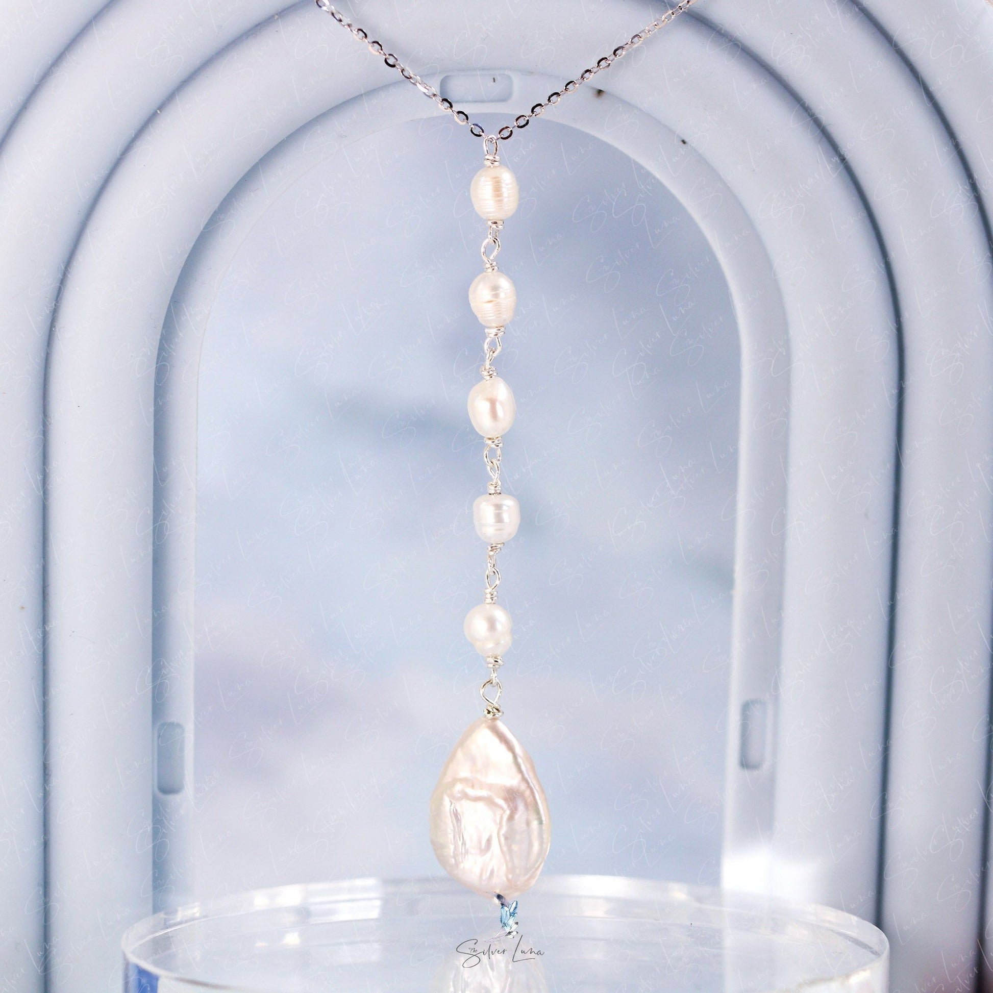 baroque pearl lariat pendant necklace