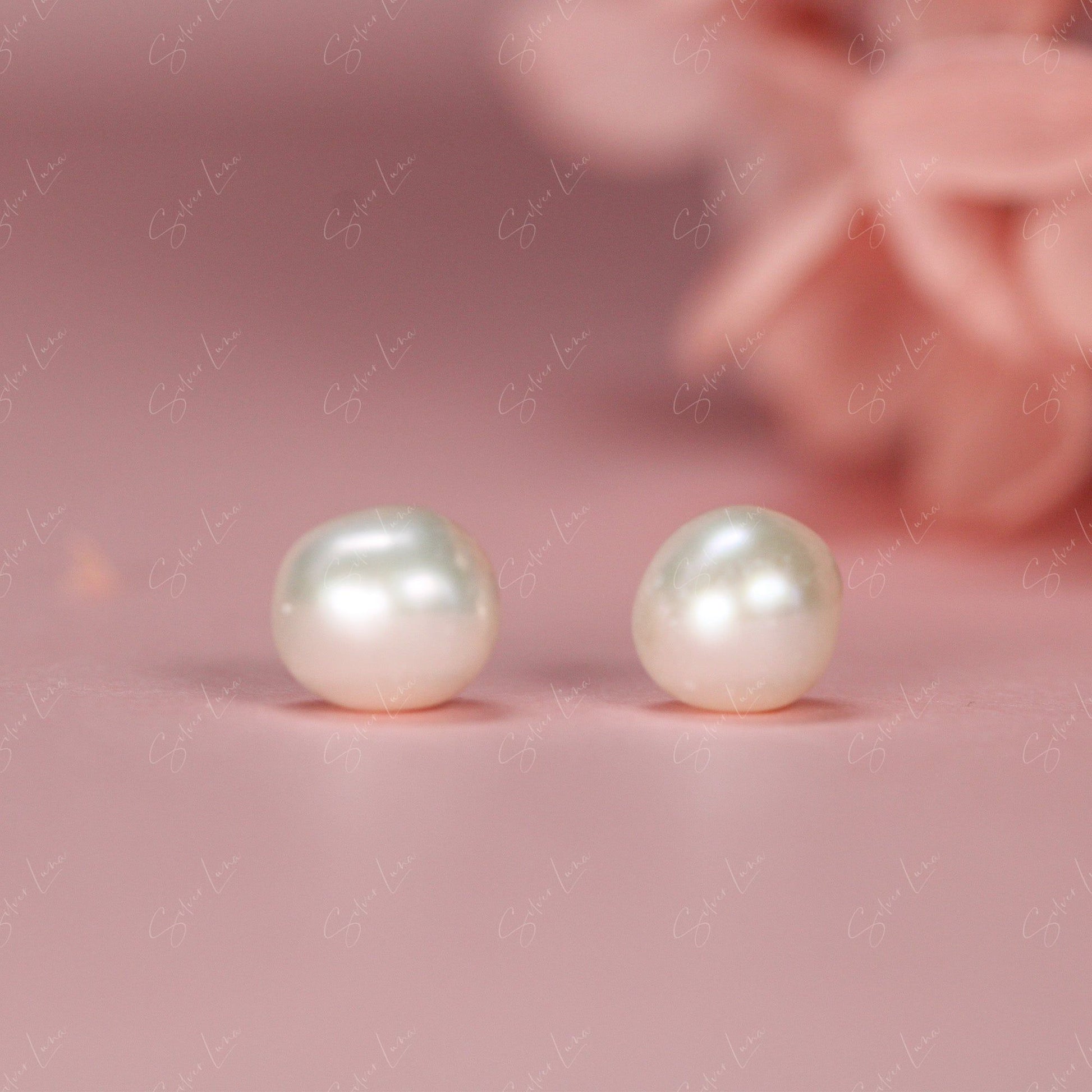 pearl stud earrings