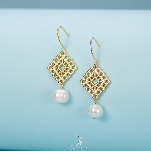 pearl dangle drop earrings