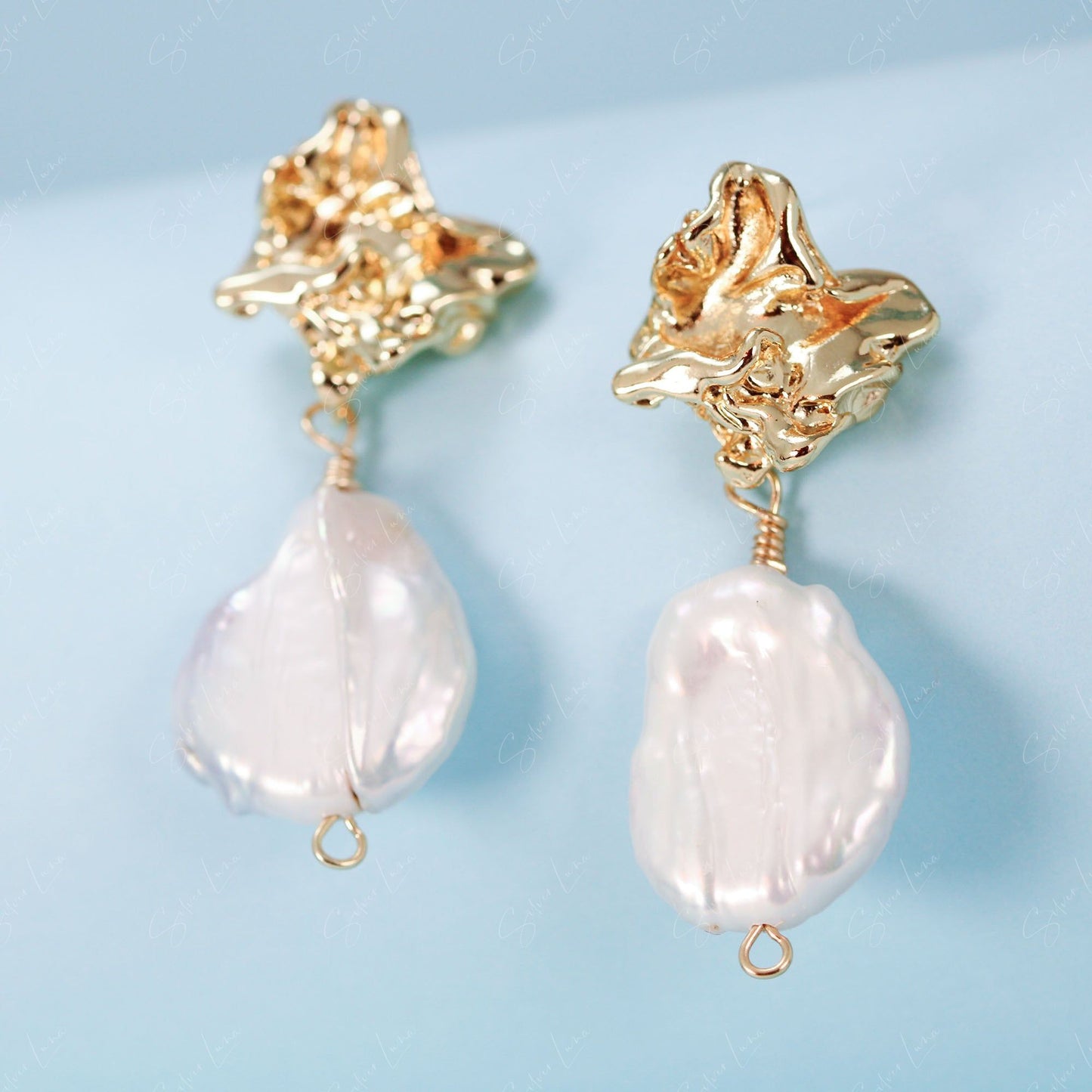 Natural freshwater irregular pearl drop earrings